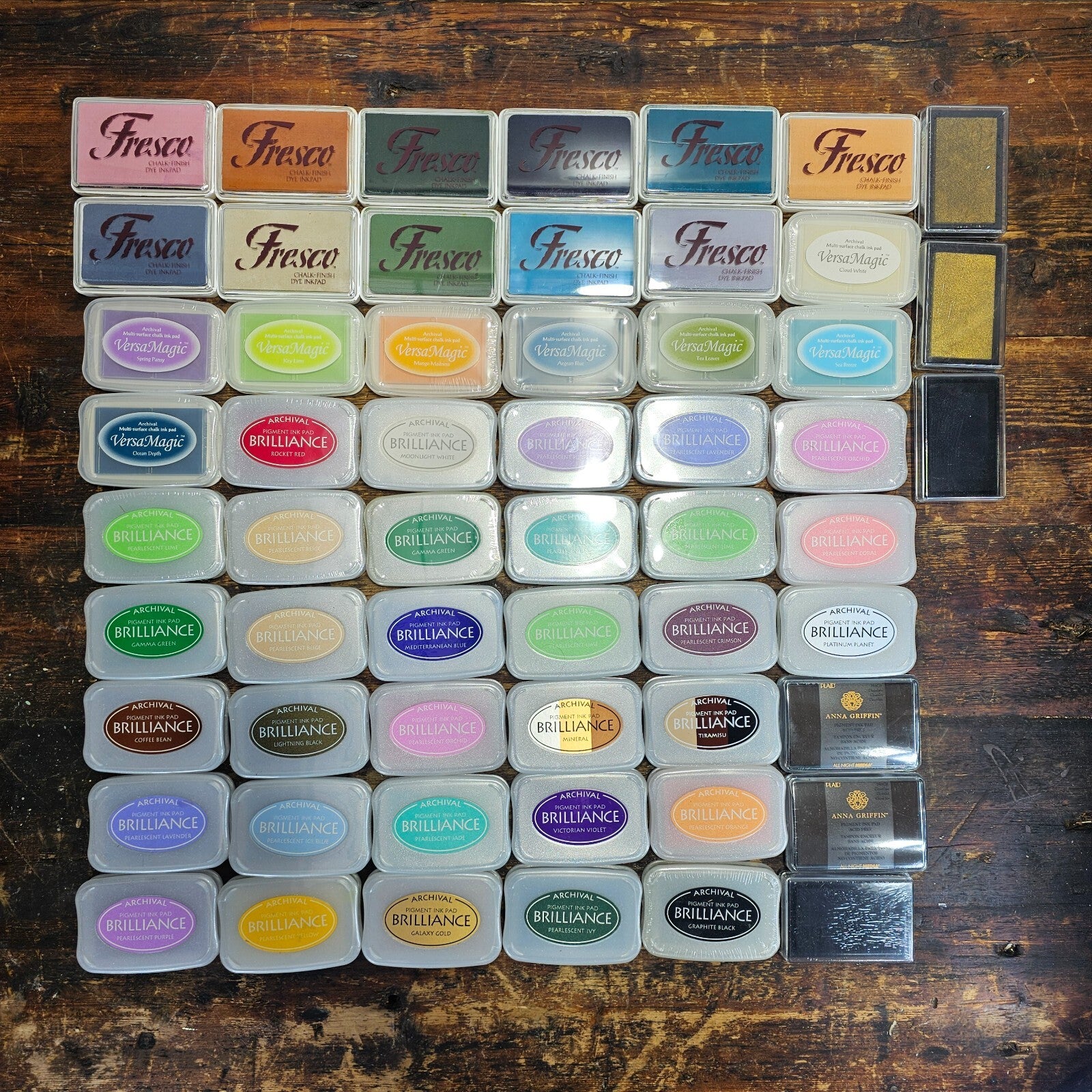 Mixed Lot of 57 Ink Pads Tsukineko Brilliance VersaMagic Fresco Chalk Finish