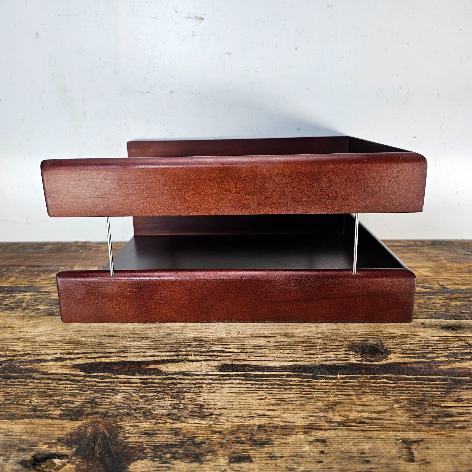 Carver Wood Products Solid Wood 2-Tier Desk Tray Set