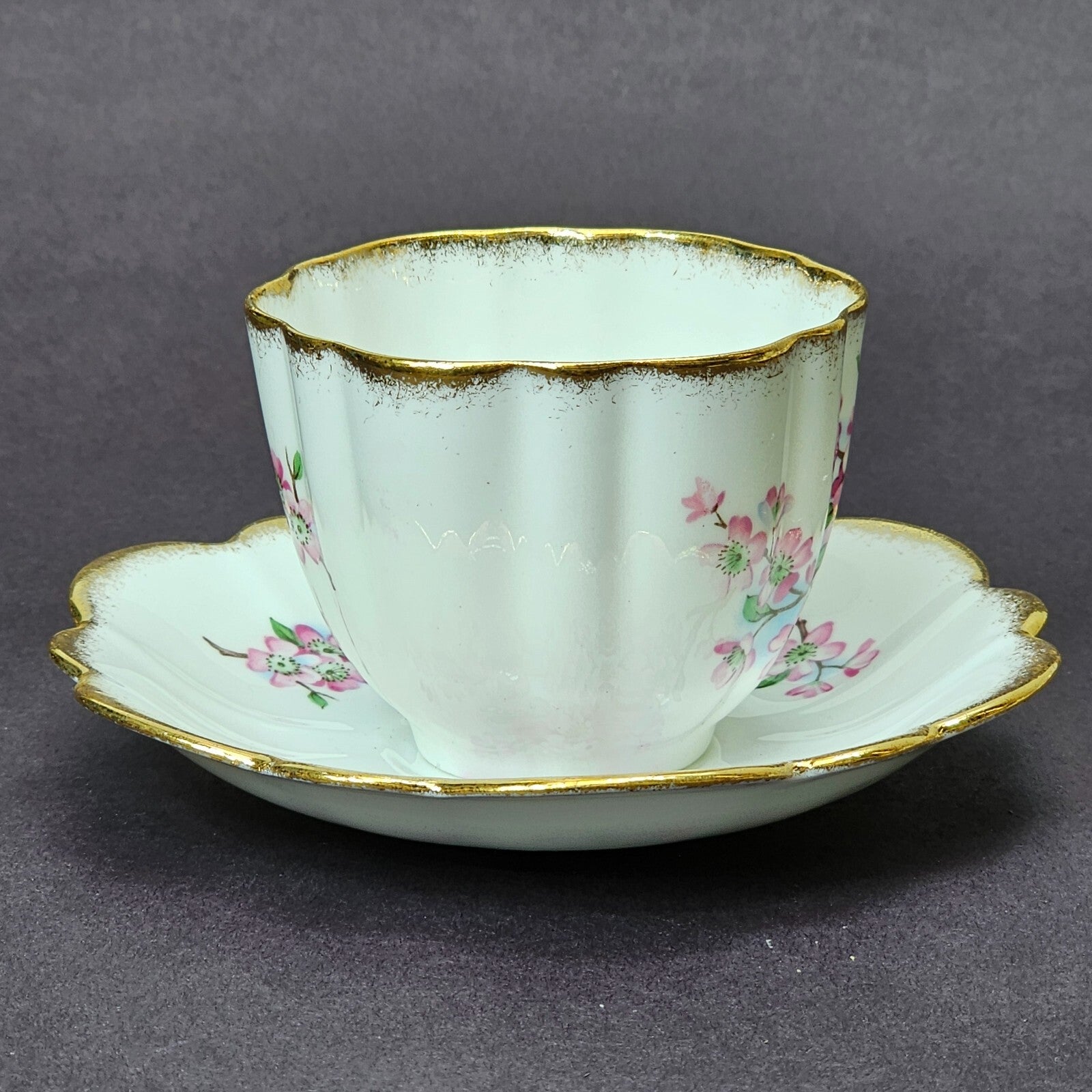 Vintage Taylor and Kent Gold Trim Teacup & Saucer Set From England