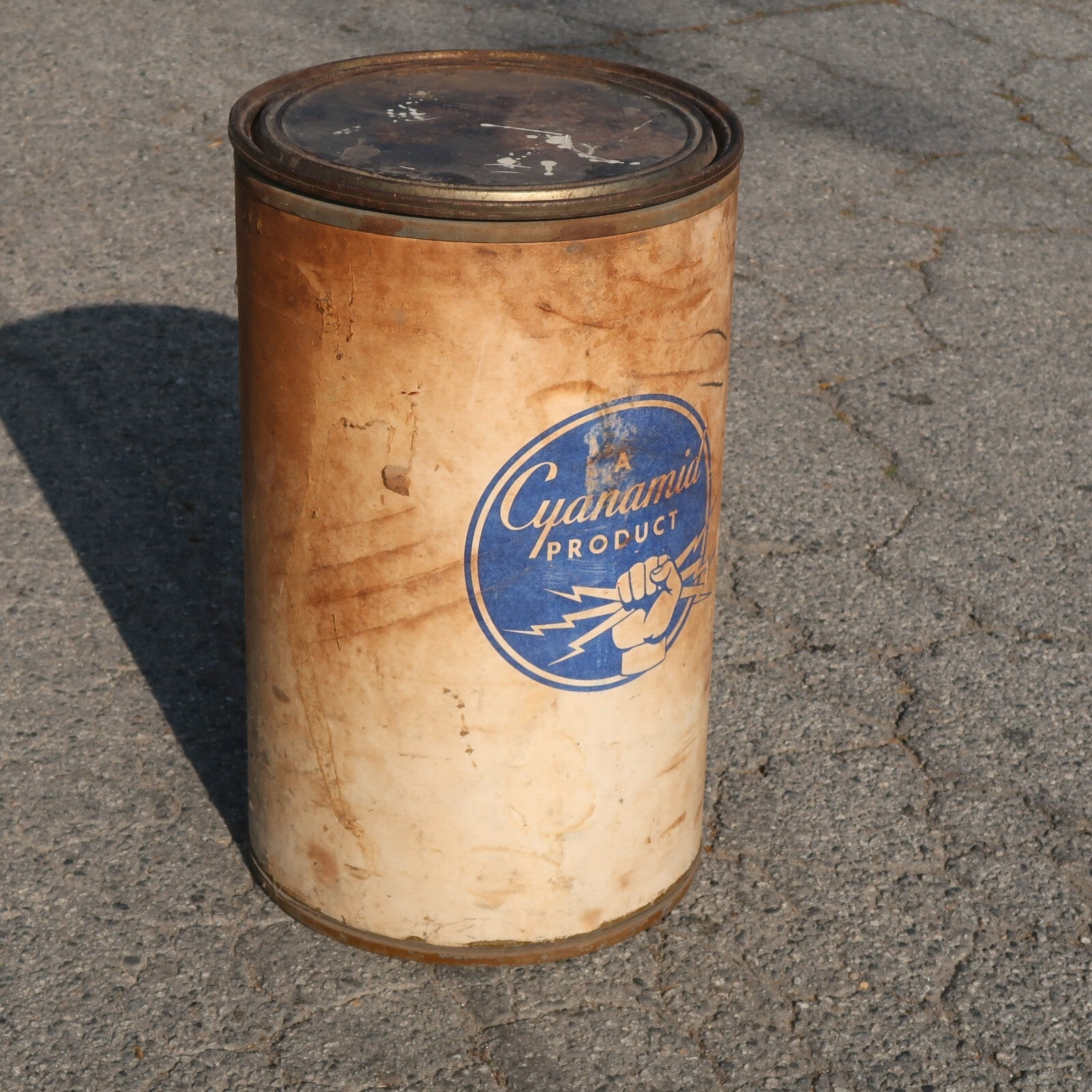 Vintage Calco Fiber Drum Barrel Storage With Lid 19" Diam. 31" Tall