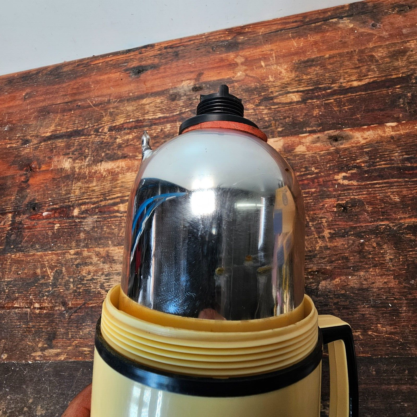 Thermos Vacuum Jag Flask 58Q Black & Yellow Made In England 1950's