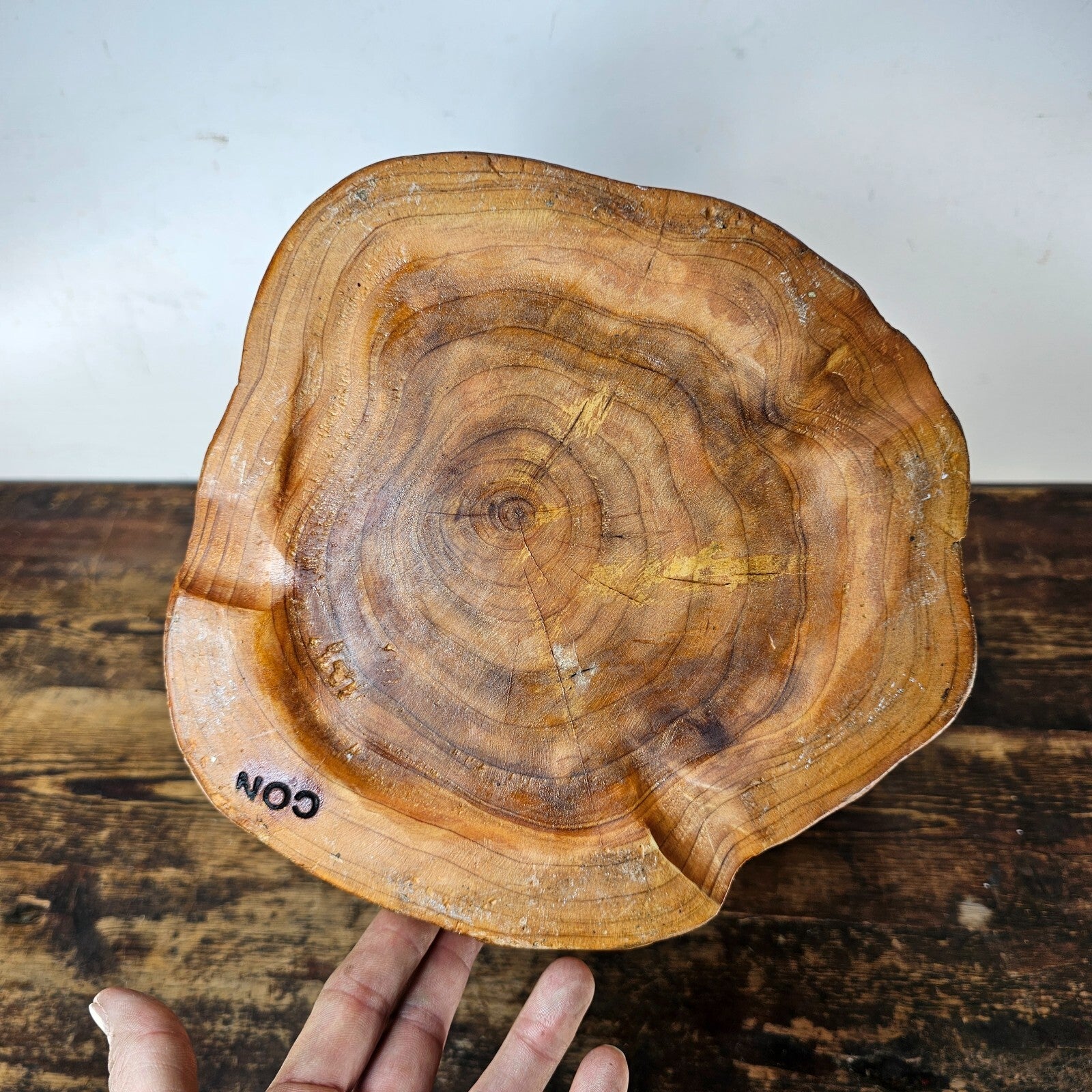 Large Wood Burl Root Hand Carved Bowl Basket with Handle 13.5" x 13.5" x 19.5"H