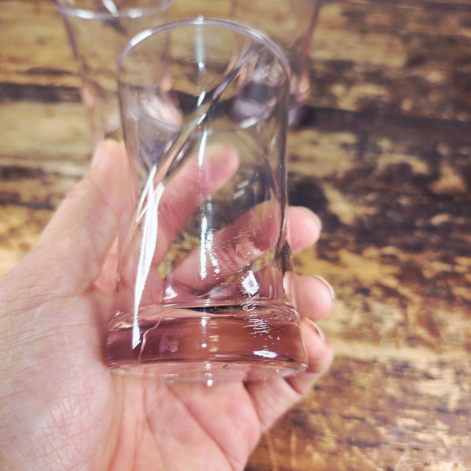 Vintage Blush Pink Swirl Glass Tumblers – Set of 3 (6 oz. each)