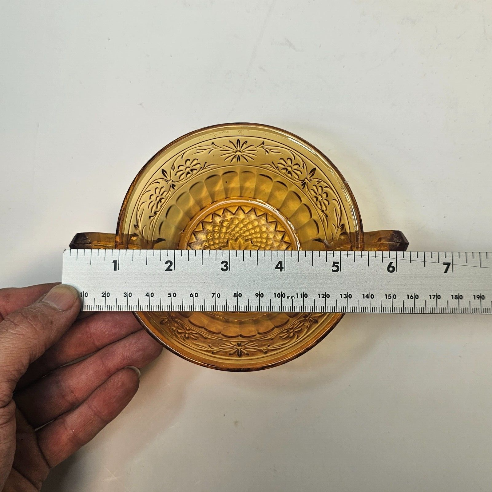 Set of 5 Vintage Indiana Daisy Amber Depression Glass Plates & Soup Bowls Set