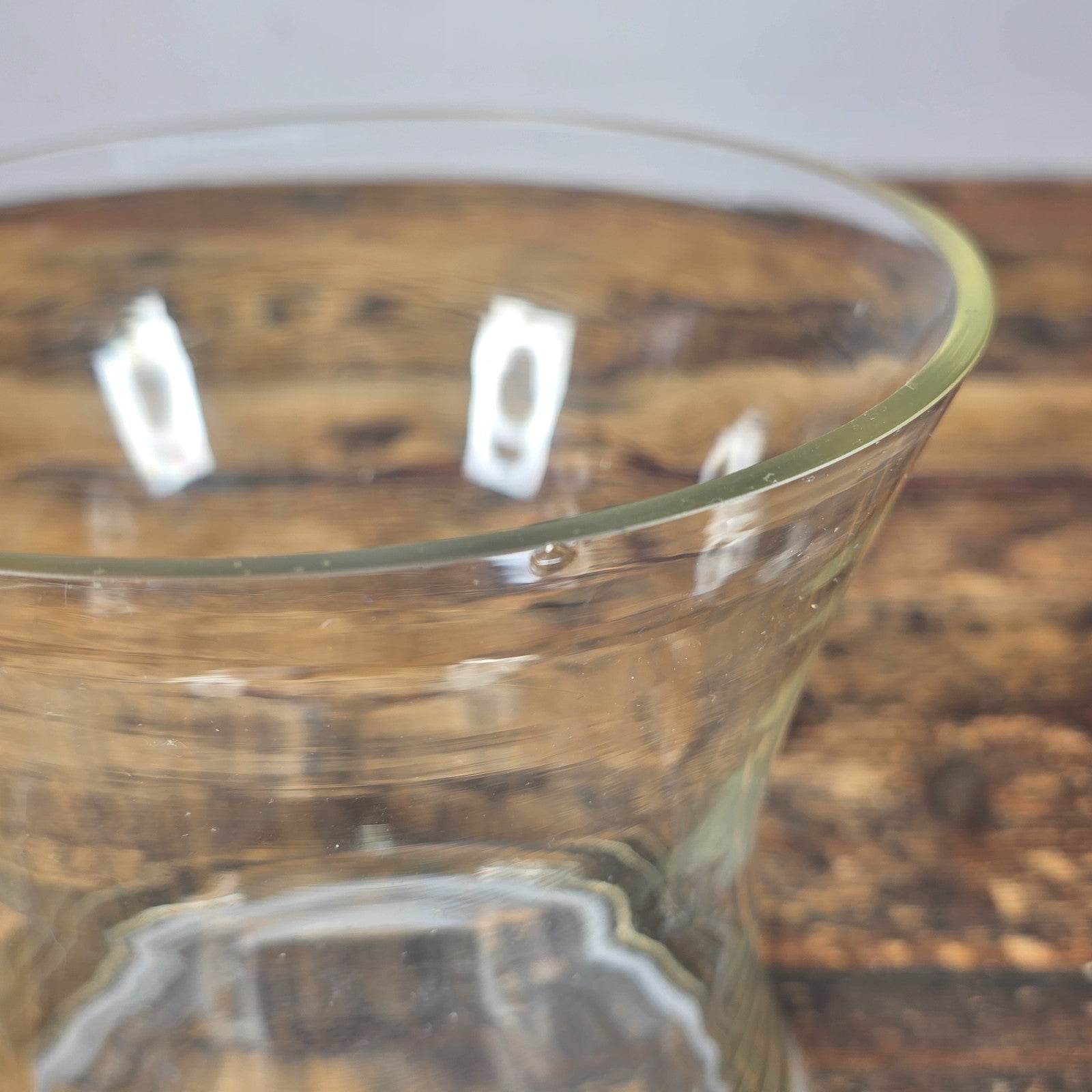 Vintage Thick Glass Hurricane Vase / Trumpet Hourglass Shape 6.5” Heavy Base