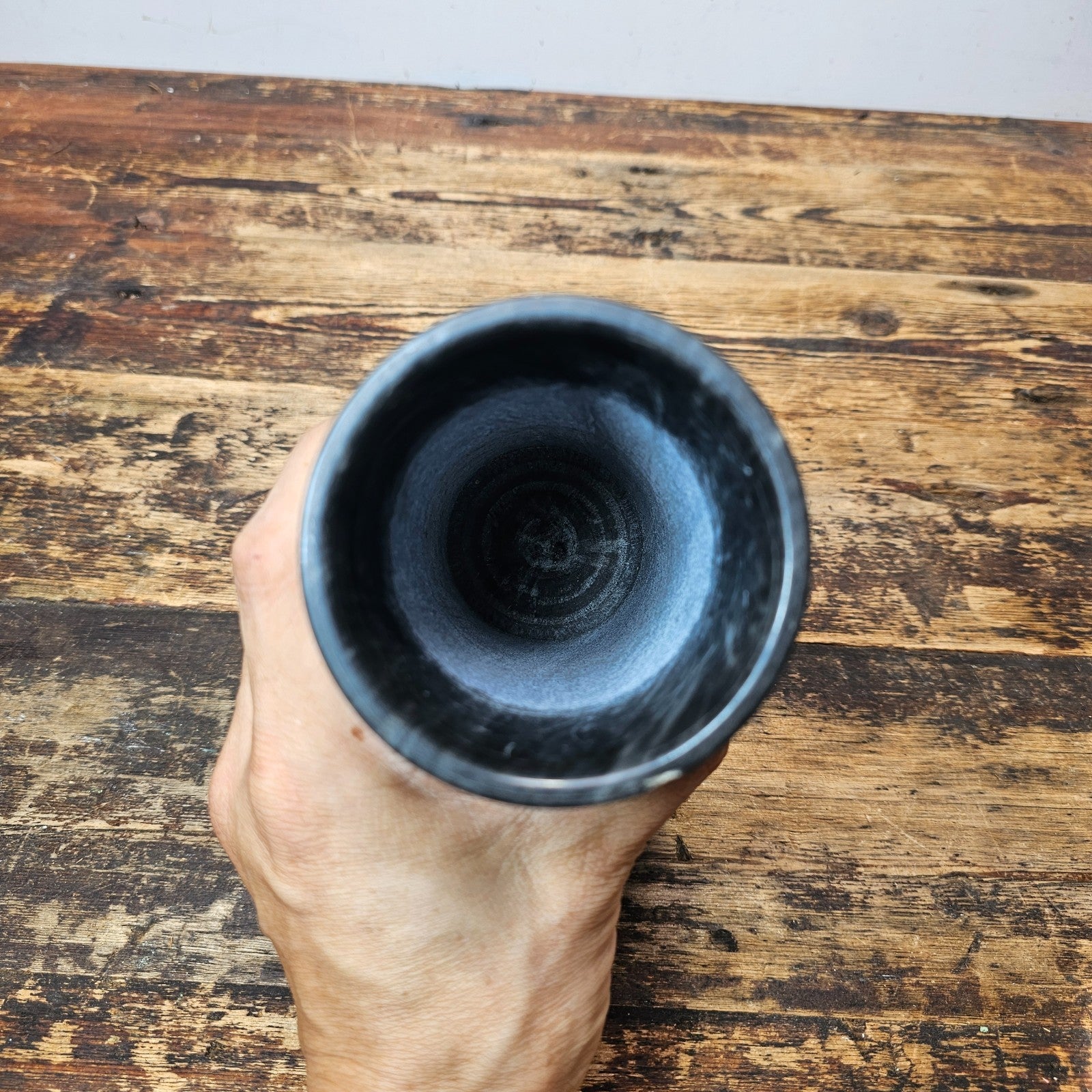 Vintage Chinese Etched Marble Vase / Brush Pot