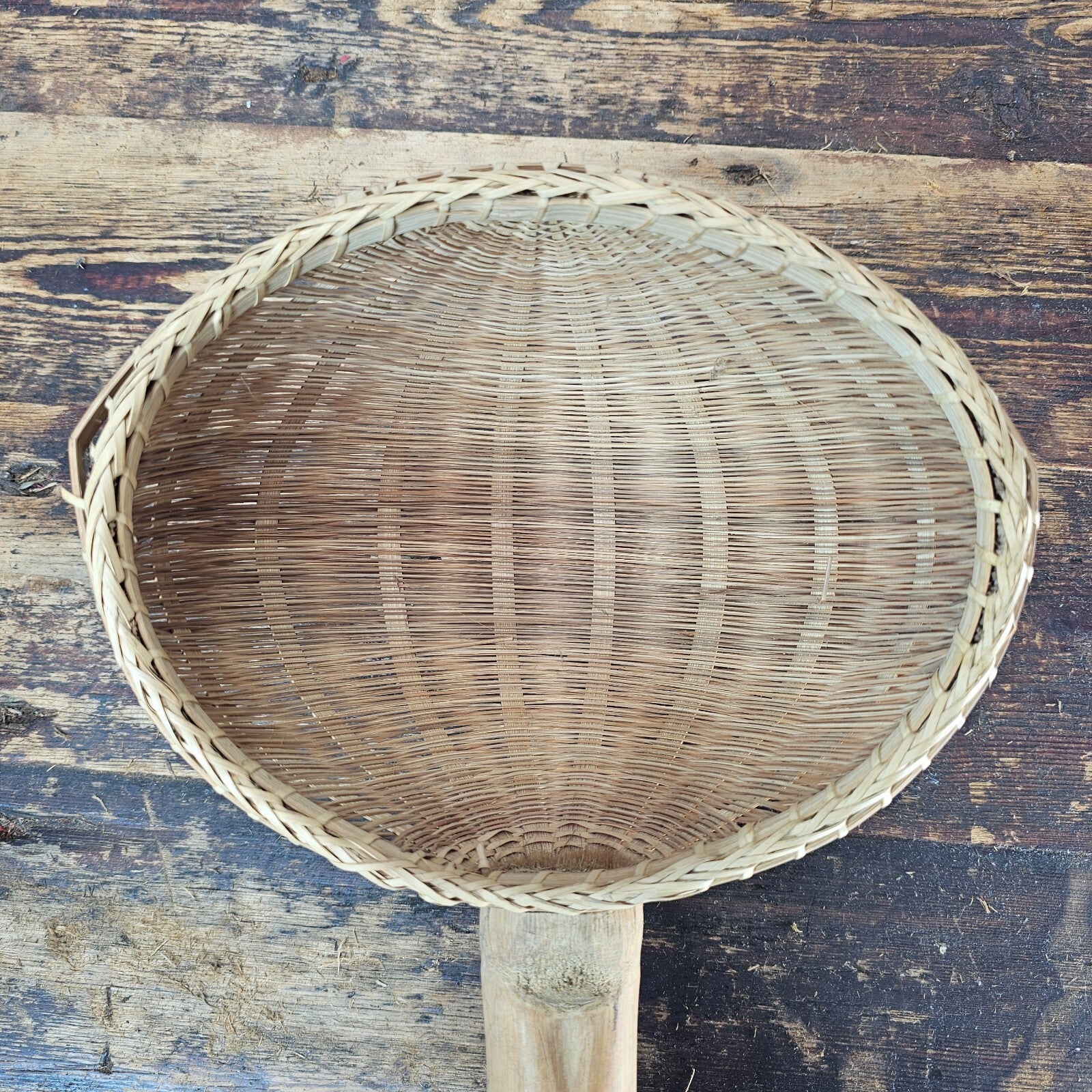 Primitive Hand Woven Bamboo Strainer Ladle