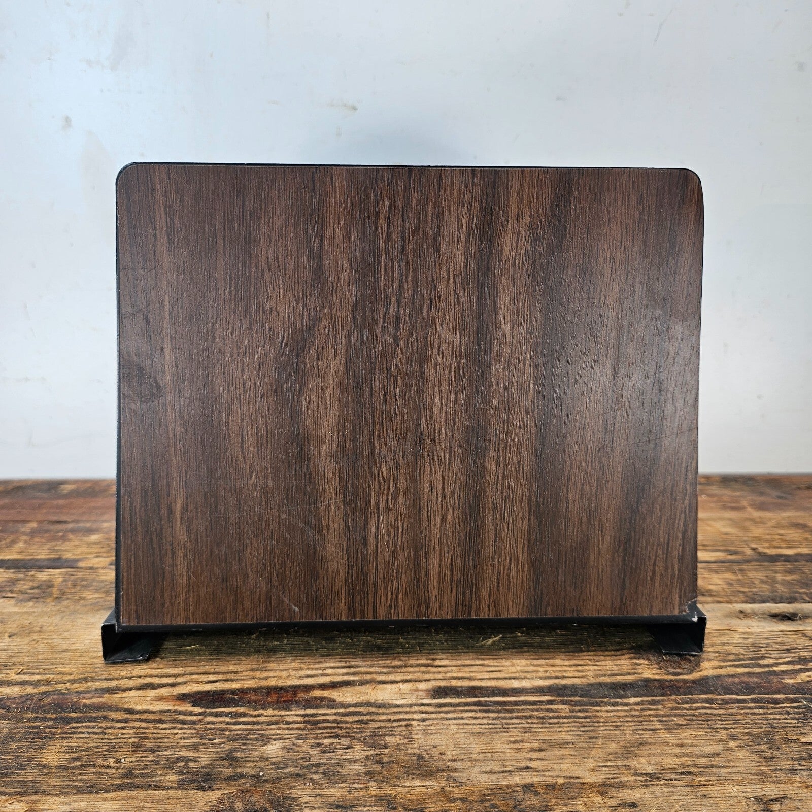 Vintage 6 Compartment Desktop File Organizer with Wood Grain Finish