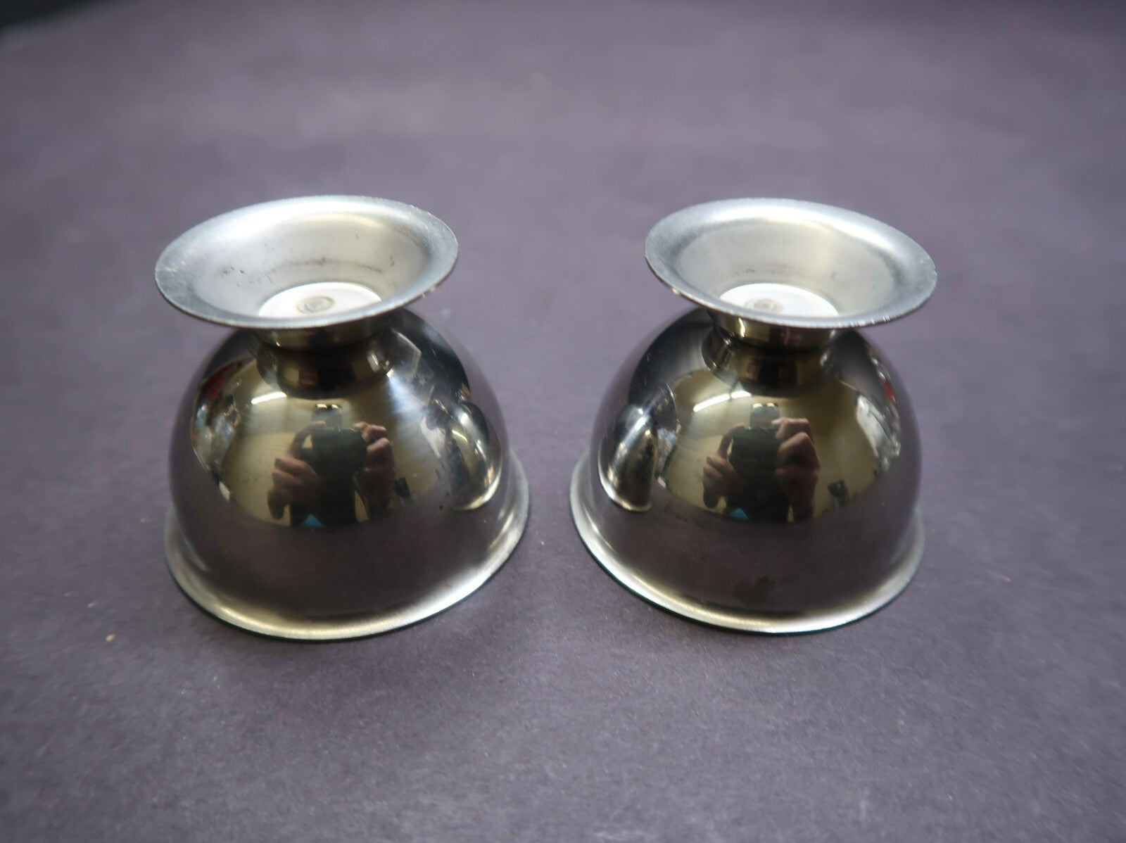 Set of 2 Vintage Metal Jigger Shot Glasses H 1.5"