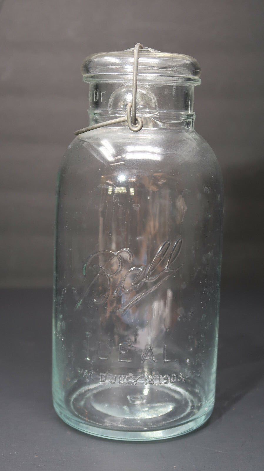 Vintage Ball IDEAL Glass Canning Jar Wire Bail No.9 H10"