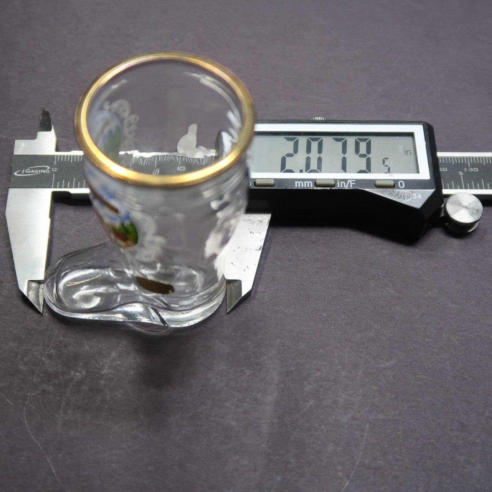 Solvang Gold Rim Boot Shot Glass Made In Western Germany H 3"