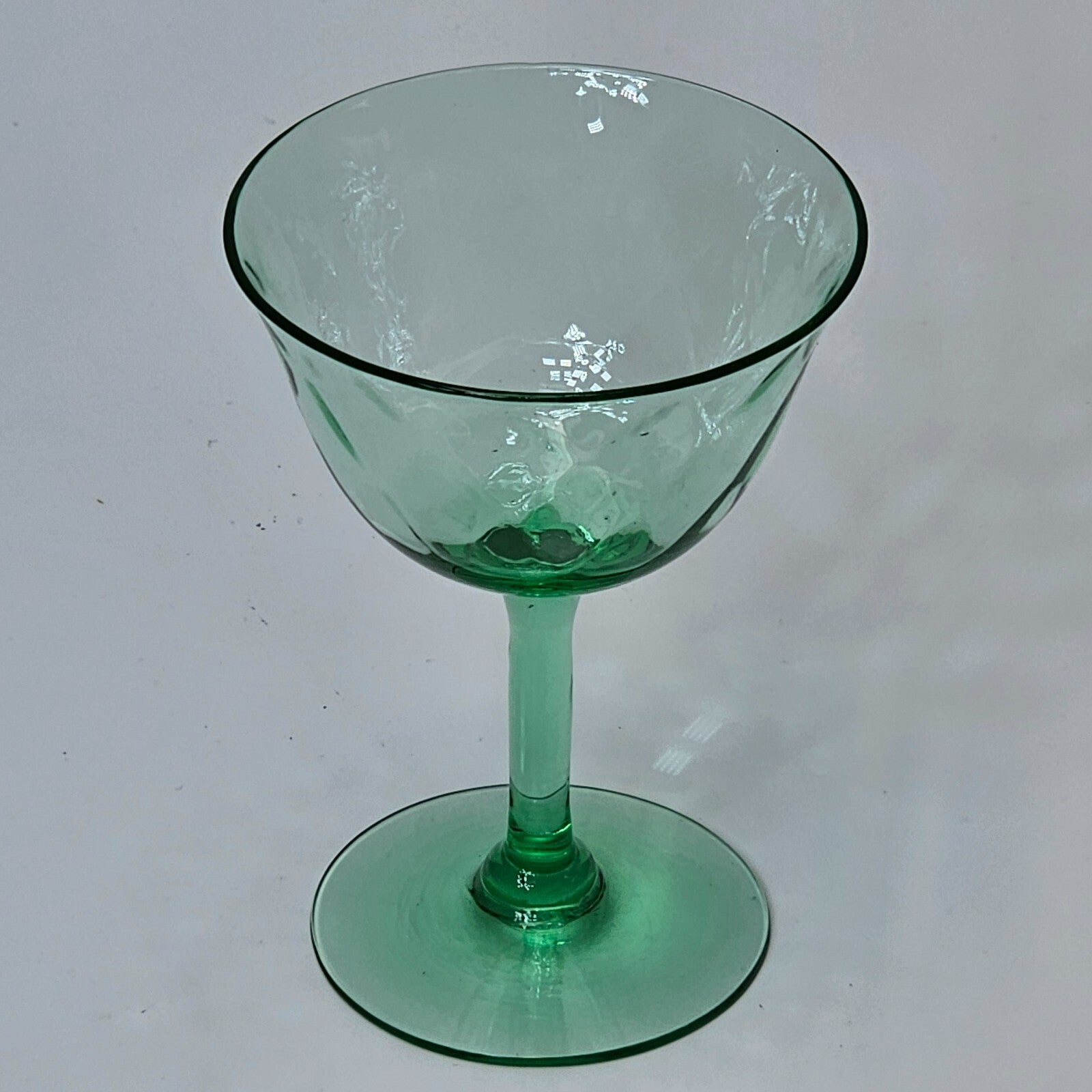 Vintage Green Glass Champagne Sherbet 4 1/8"