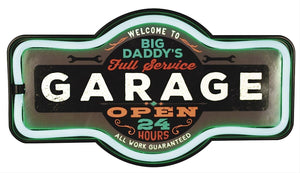 Big Daddy's Garage Man Cave Rope LED Marquee Wall Sign Light