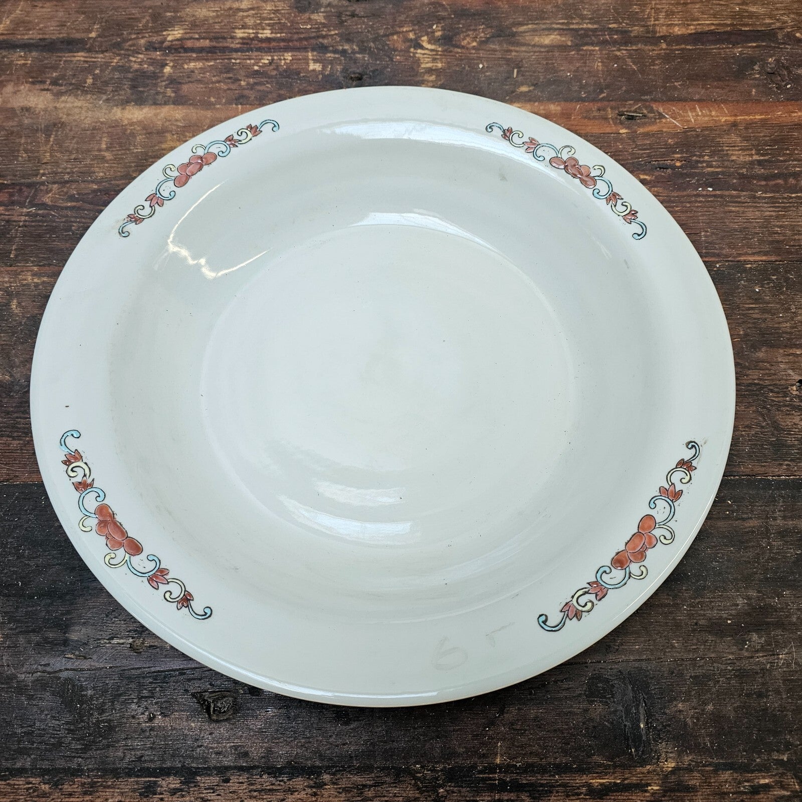 Antique Chinese Ceramic Planter Saucer Blanc de China Marked JIAQUING 14" Dia