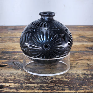 Vintage Barro Negro Pottery Cut Out Black Mexican Folk Art Oaxaca Mexico