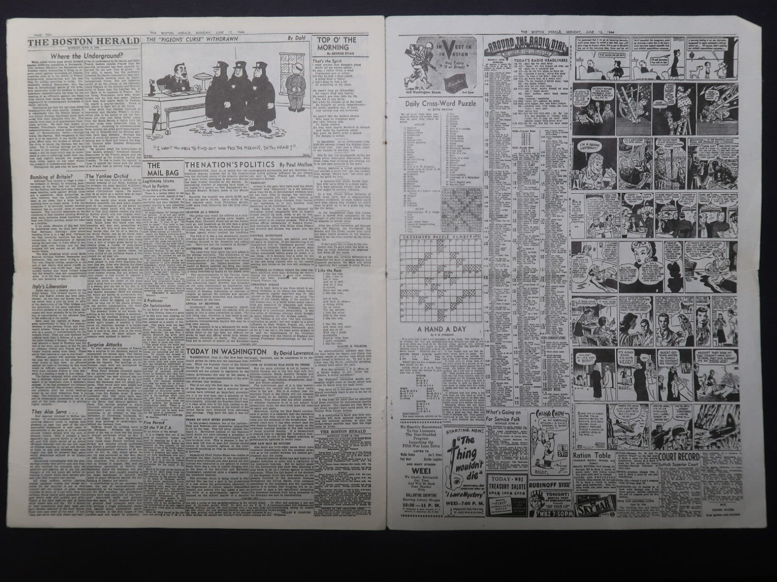 The Boston Herald Late City Edition 1944 June 12 Allies Push Deep Into France