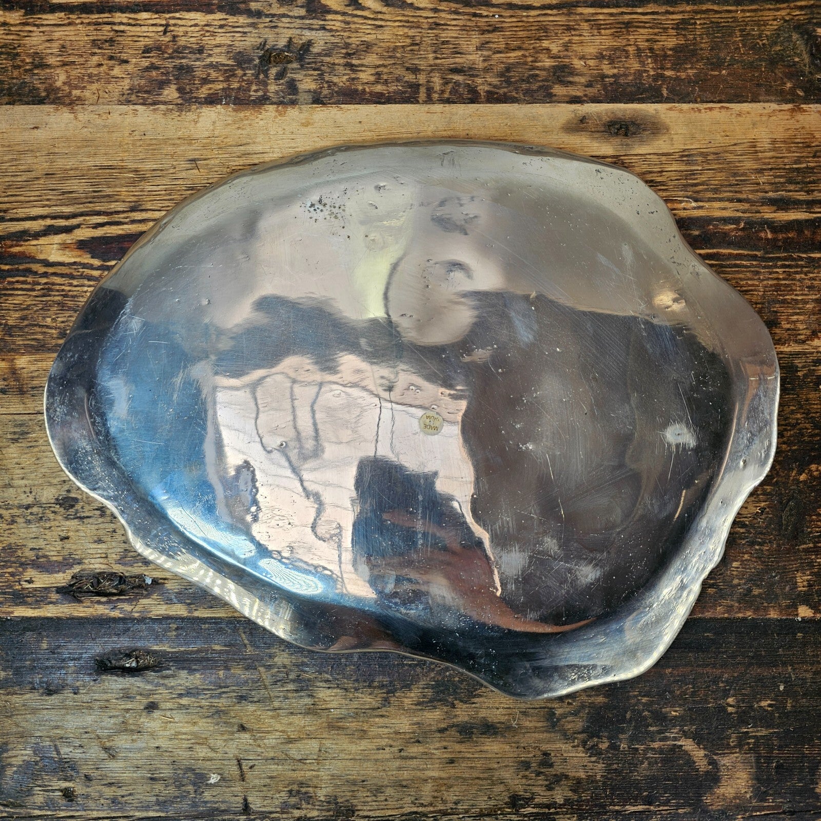 Aluminum Organic Form Decorative Tray 15"L × 11.5"W × 1"H