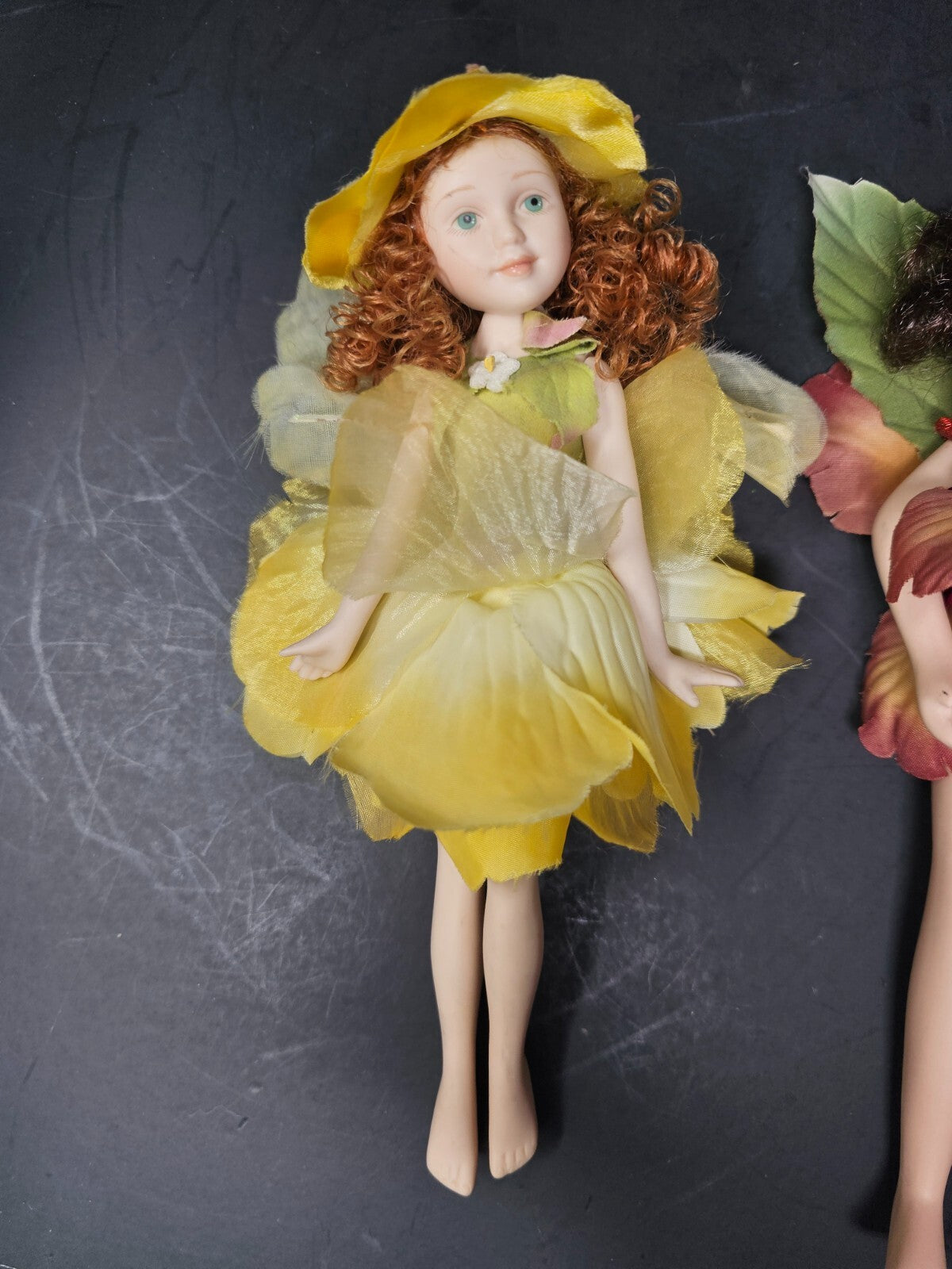 Set of 2 Porcelain Flower Fairy Figurines Garden 9.5" & 12" H