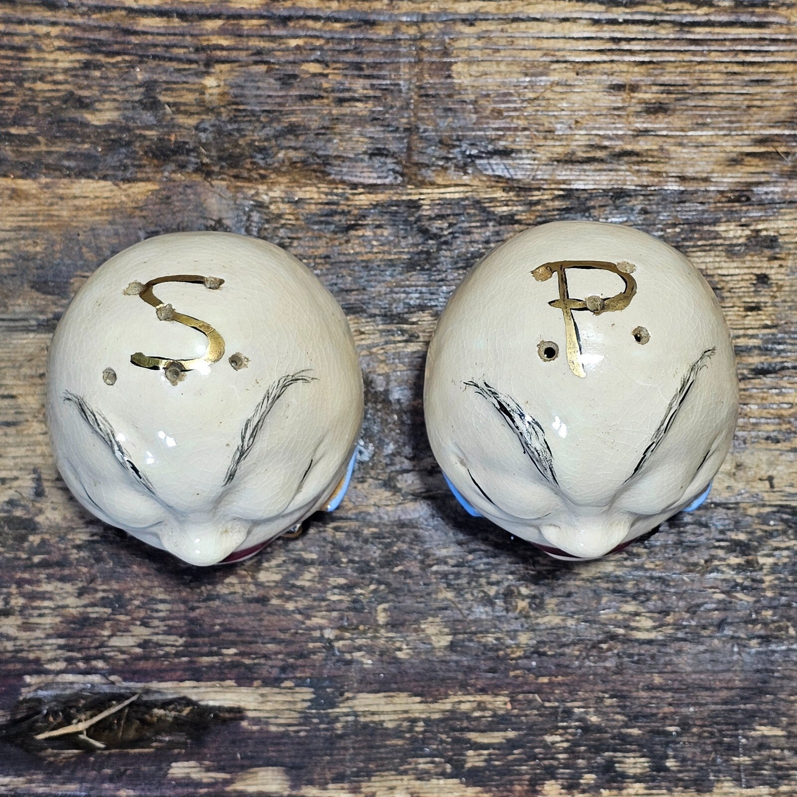 Vintage Salt Pepper Shaker Egg Humpty Dumpty Style Signed By Artist