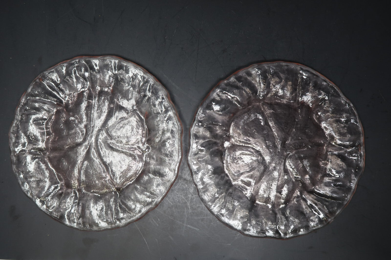 Set of 2 Pink Glass Ice Texture Plates 7.5" x 7.5" (1 lb) each