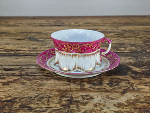 Vintage English Pink & Gilded Gold Porcelain Cup & Saucer – Beautiful Condition