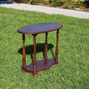 Antique Turned Bobbin Legs, 2 Tier, Parlor Side Table, Solid Wood