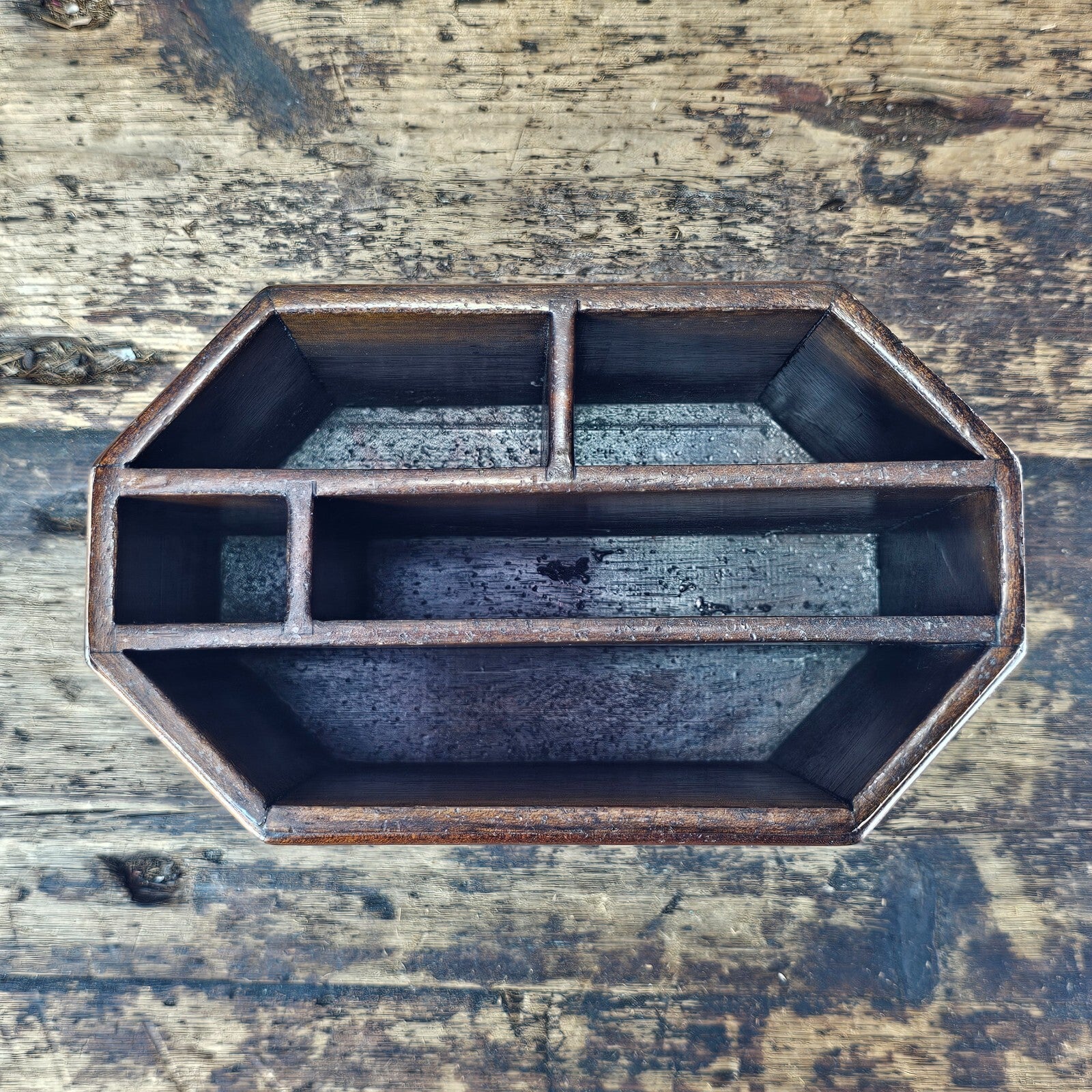 Vintage Mahogany Pen Holder (1980s)