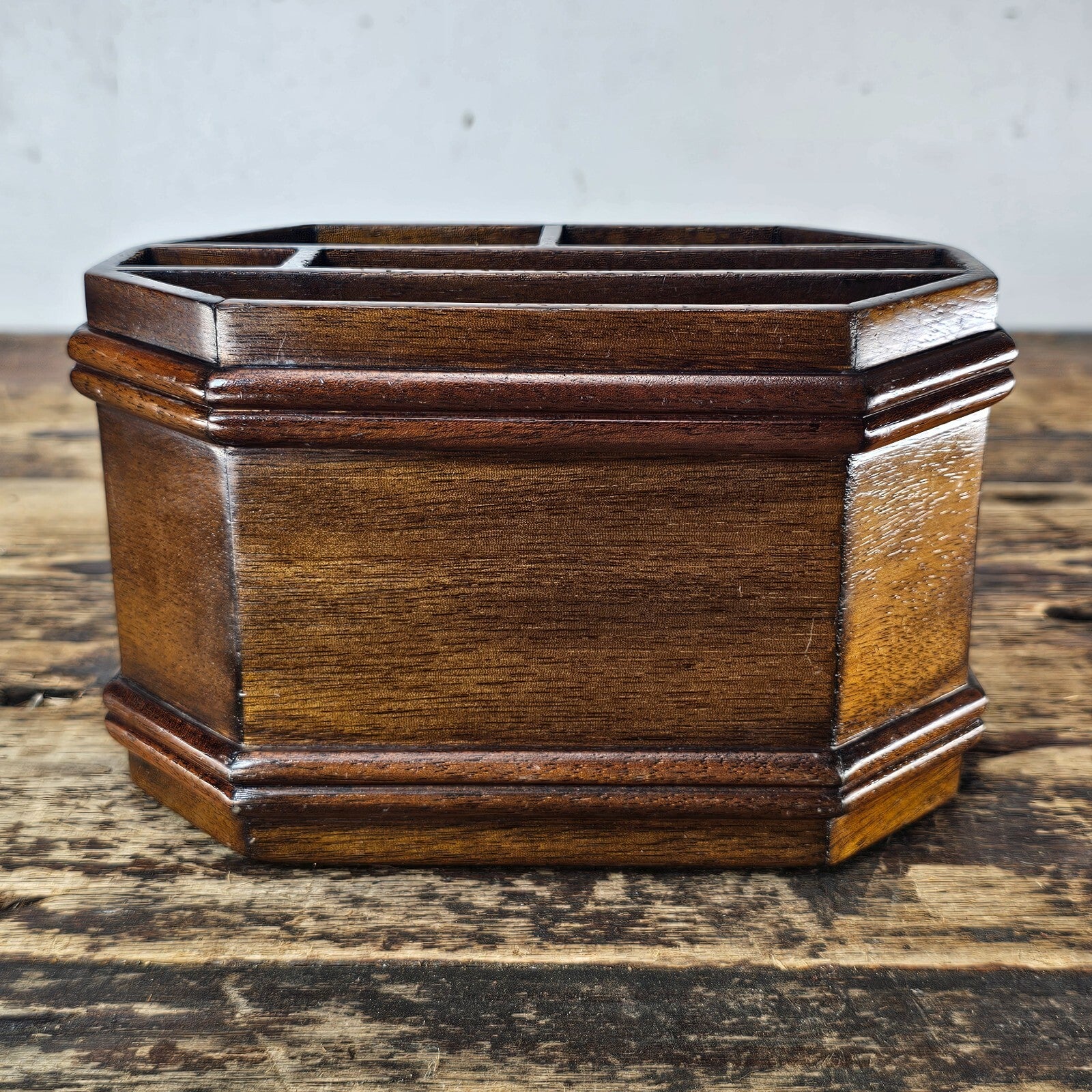 Vintage Mahogany Pen Holder (1980s)