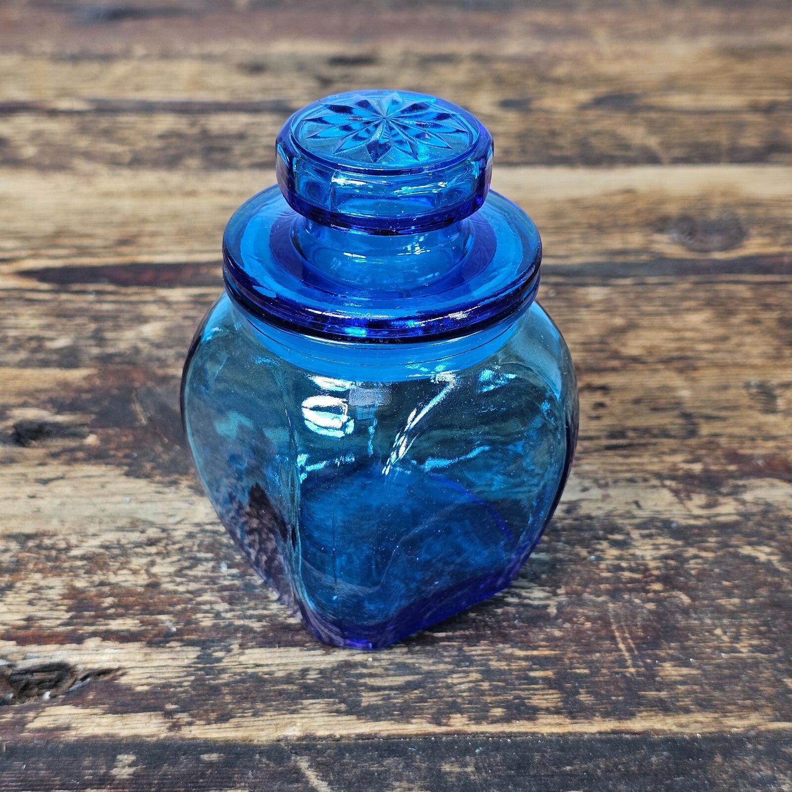 Vintage Cobalt Blue Glass Apothecary Jar 2.75"L x 2.75"W x 4.25"H