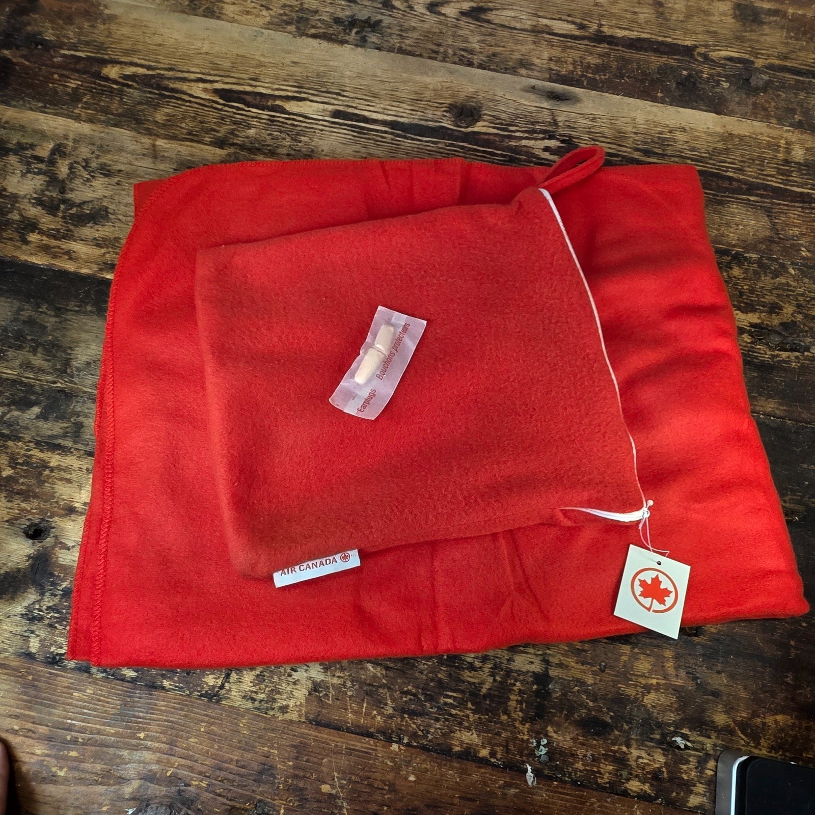Air Canada Red Travel Comfort Kit (Partial Set) Blanket & Earplugs