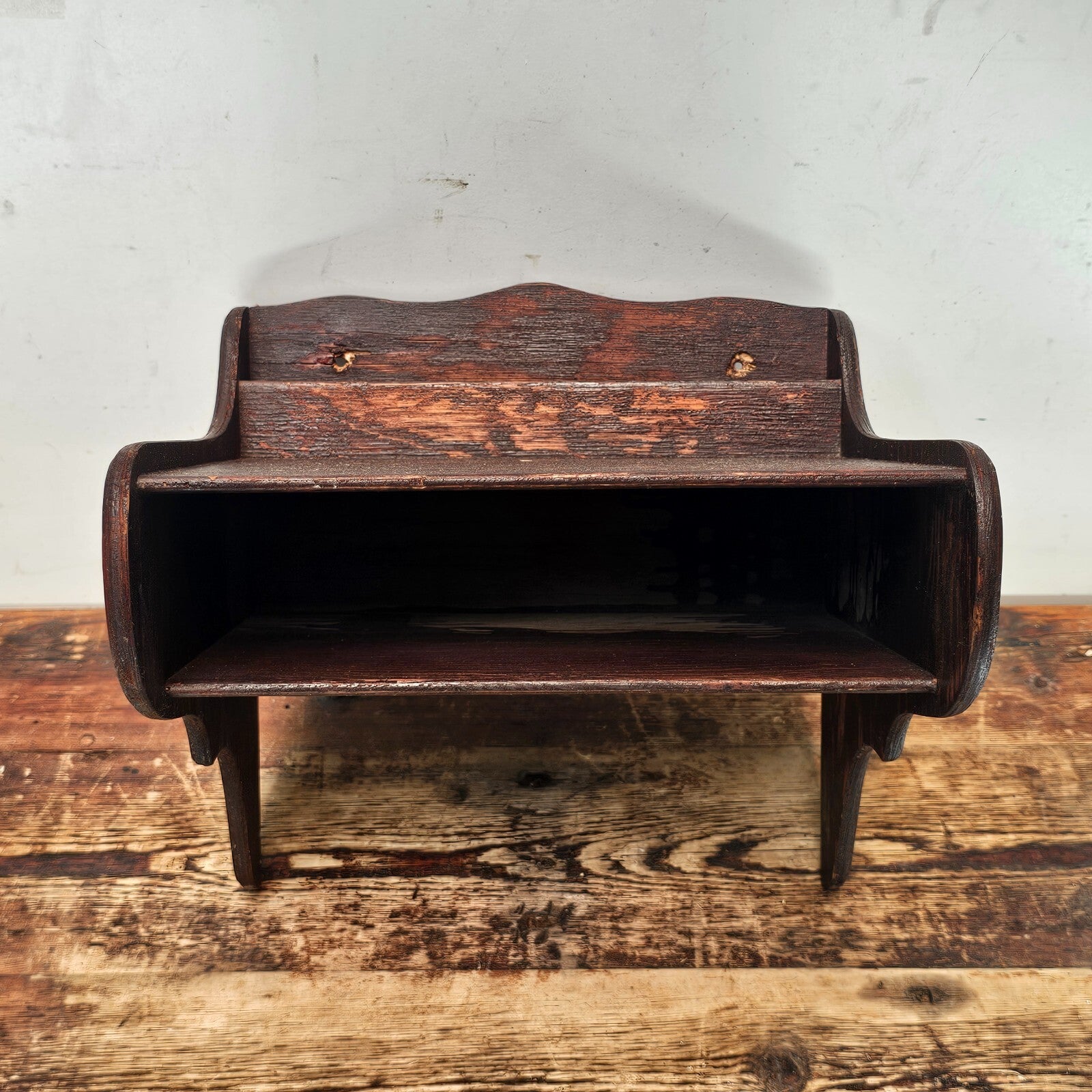 Vintage Laminated Oak Wall-Mount Writing Desk  (Circa 1930s-1940s)