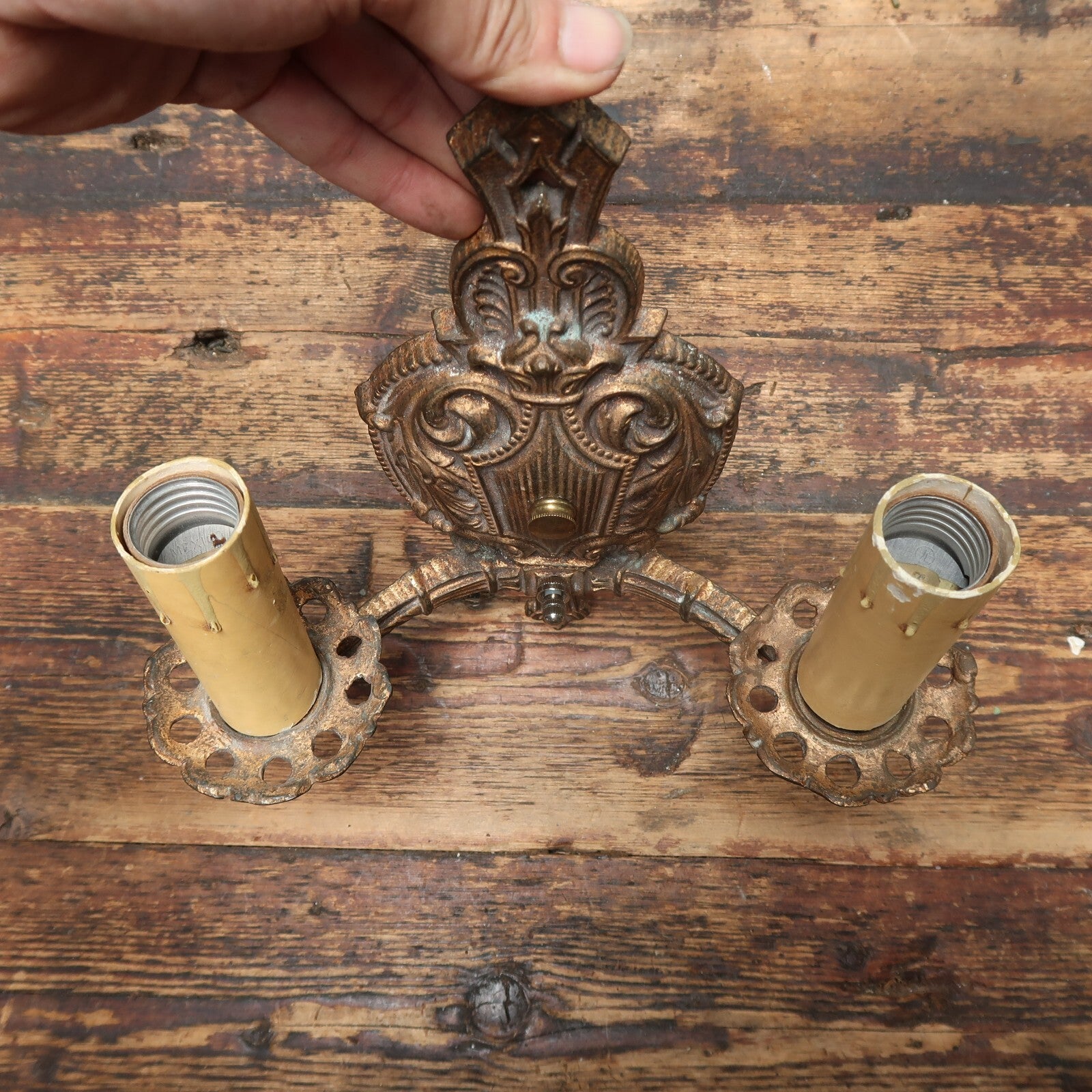 Brass Italian Style Candelabra Wall Sconce Light Fixture