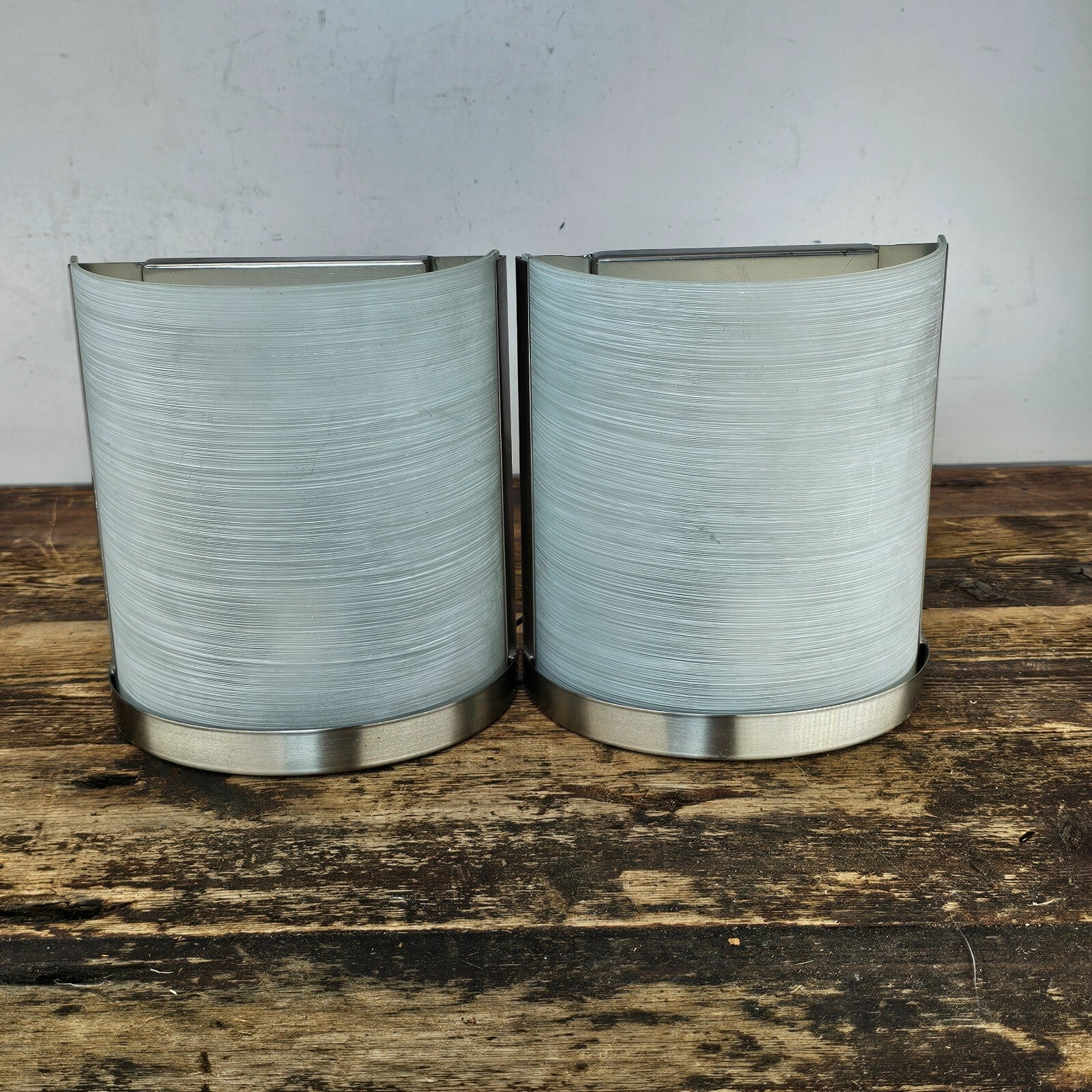 Set of 2 Brushed Nickel Vanity Light Wall Sconce With Textured Glass