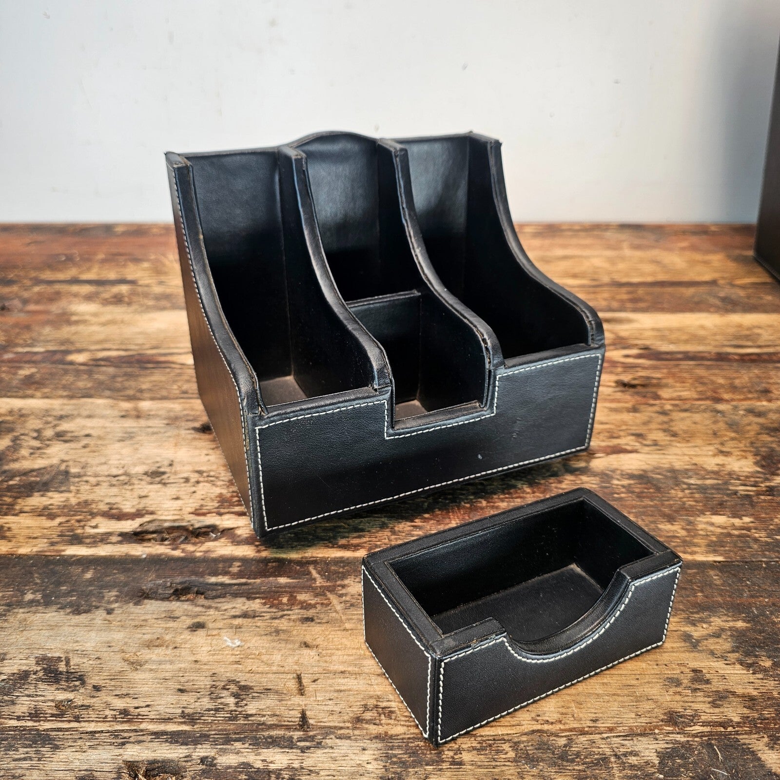 Leather Style Desk Set with 8 Accessories- Desk Storage Organizer Set