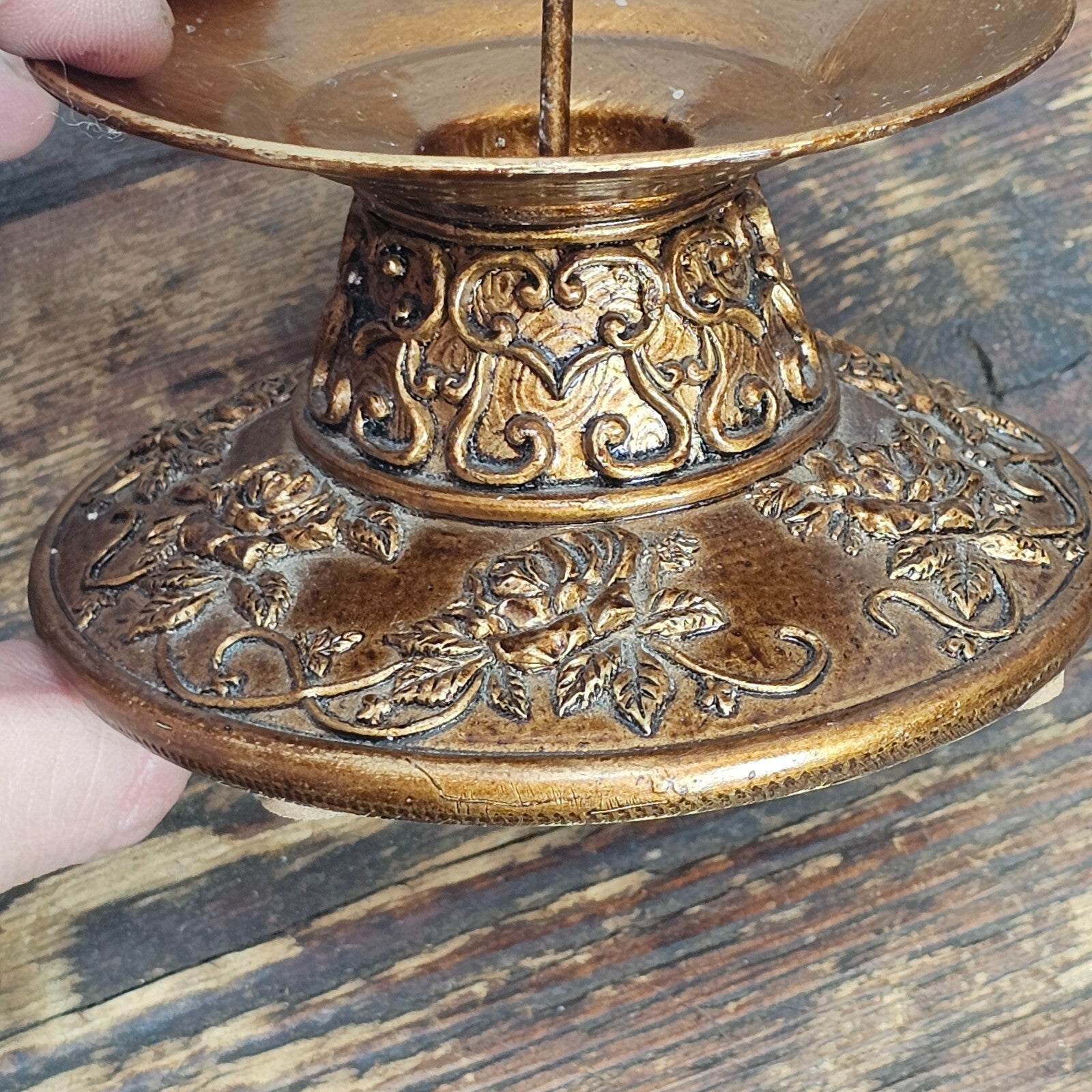 Ornate Asian Style Resin Candle Holder