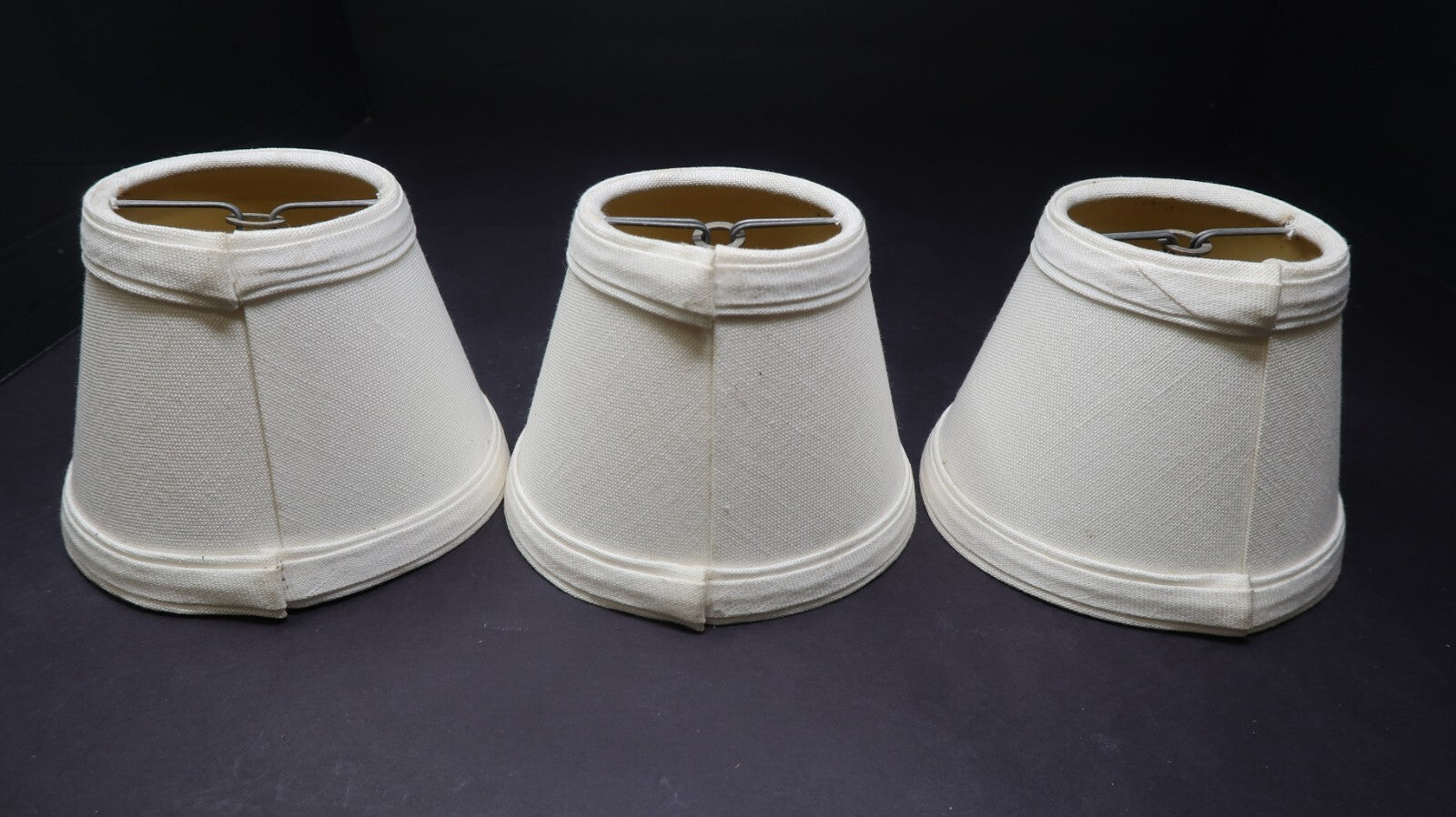 Set of 3 Mini Clip On Lamp Shade White 3" x 5.25" x H 4"
