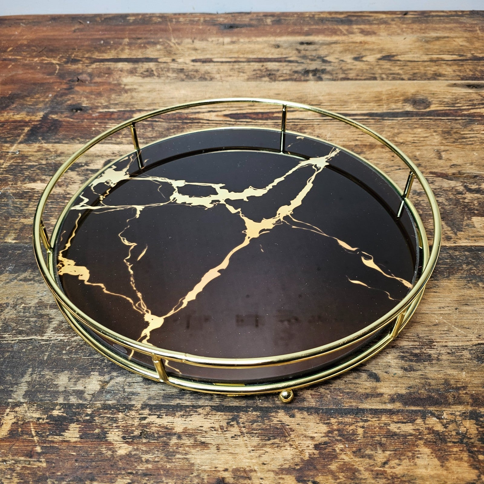 Glass Makeup / Vanity Organizer Tray 11.5"Dia. x 1.75"H