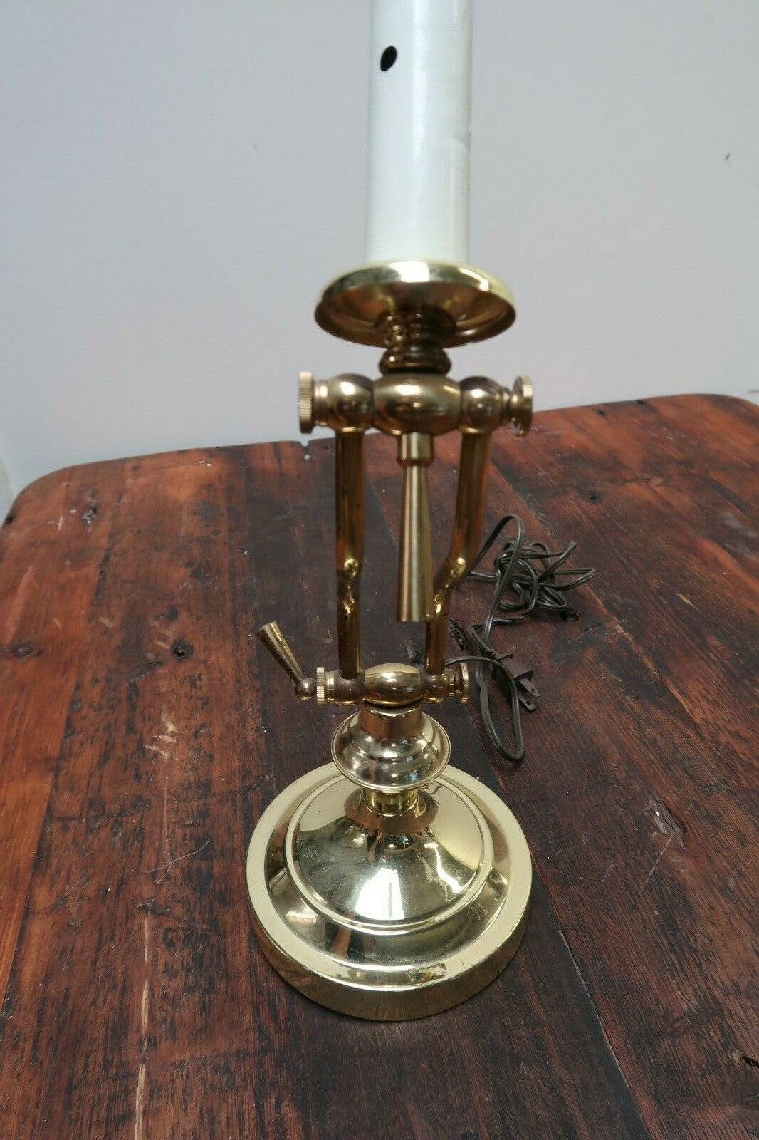 Vintage Metal Candlestick Table Lamp (Tested Not Working)