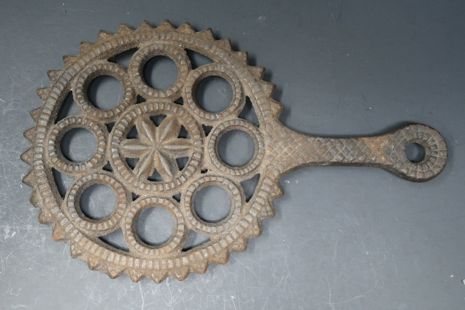 Vintage Cast Iron Trivet 3 Footed L 9" x W 6"
