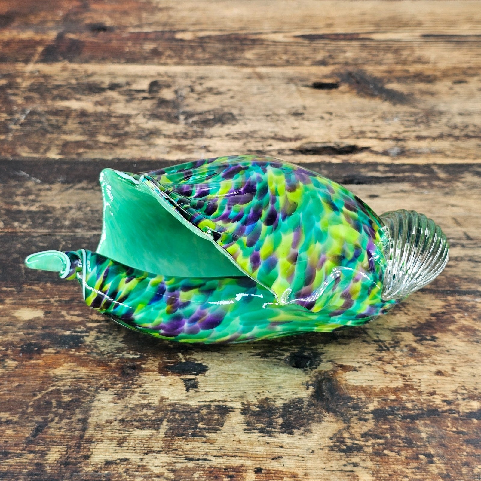 David Smith Blowing Sands Studio Art Glass Conch Shell Sculpture