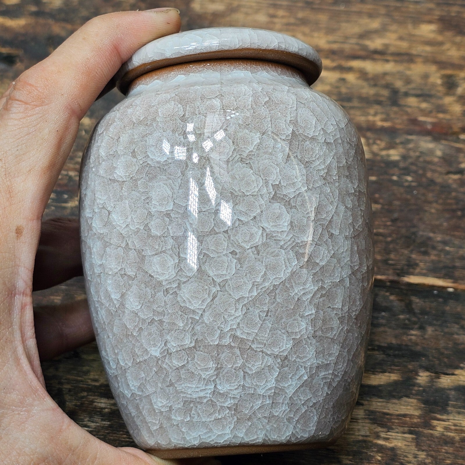 Small Ceramic Keepsake Pet Cremation Urn Tea Pot 3.25" Dia x 4.75"H
