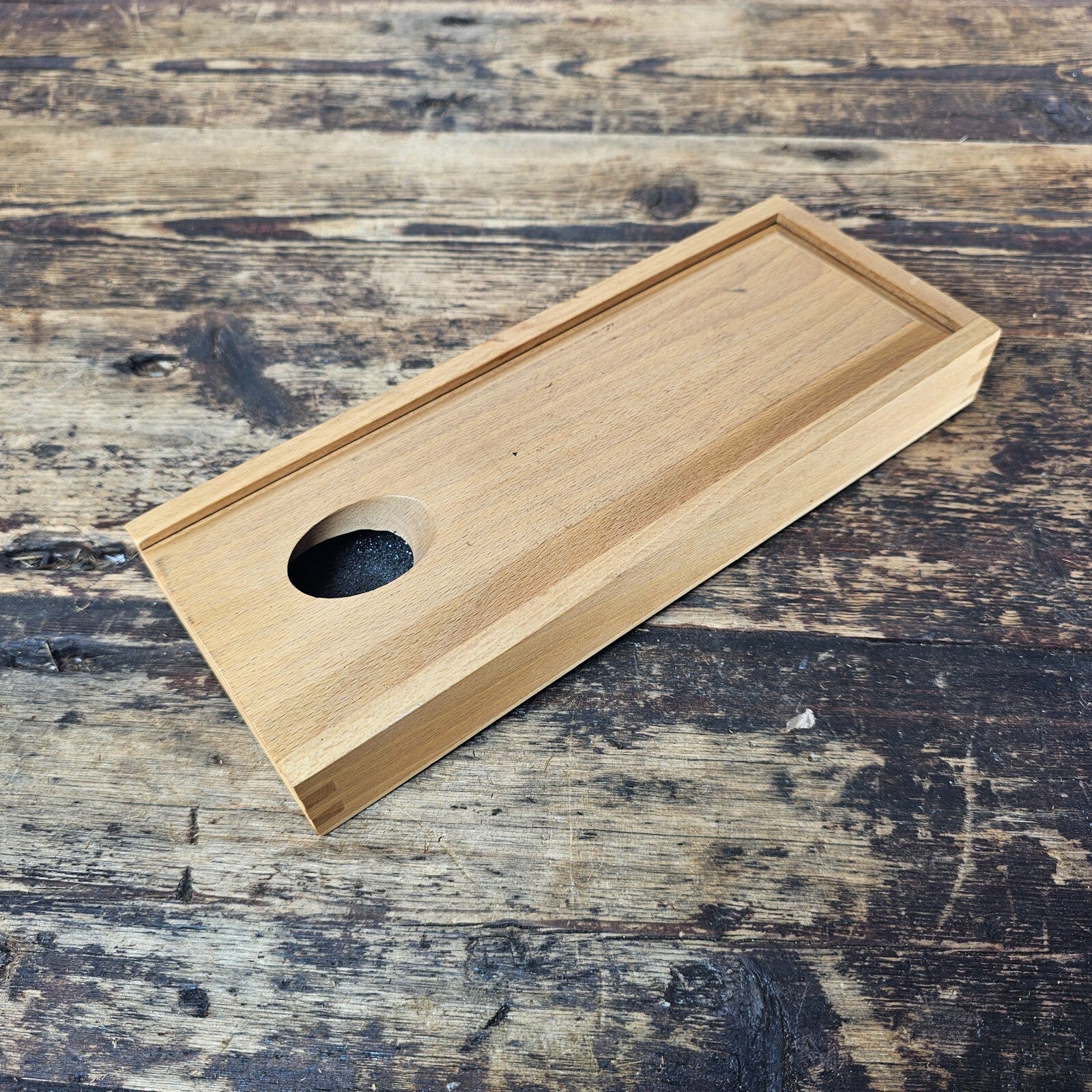 Vintage Wooden Sliding Box / Pencil Case with Magnetic Closure