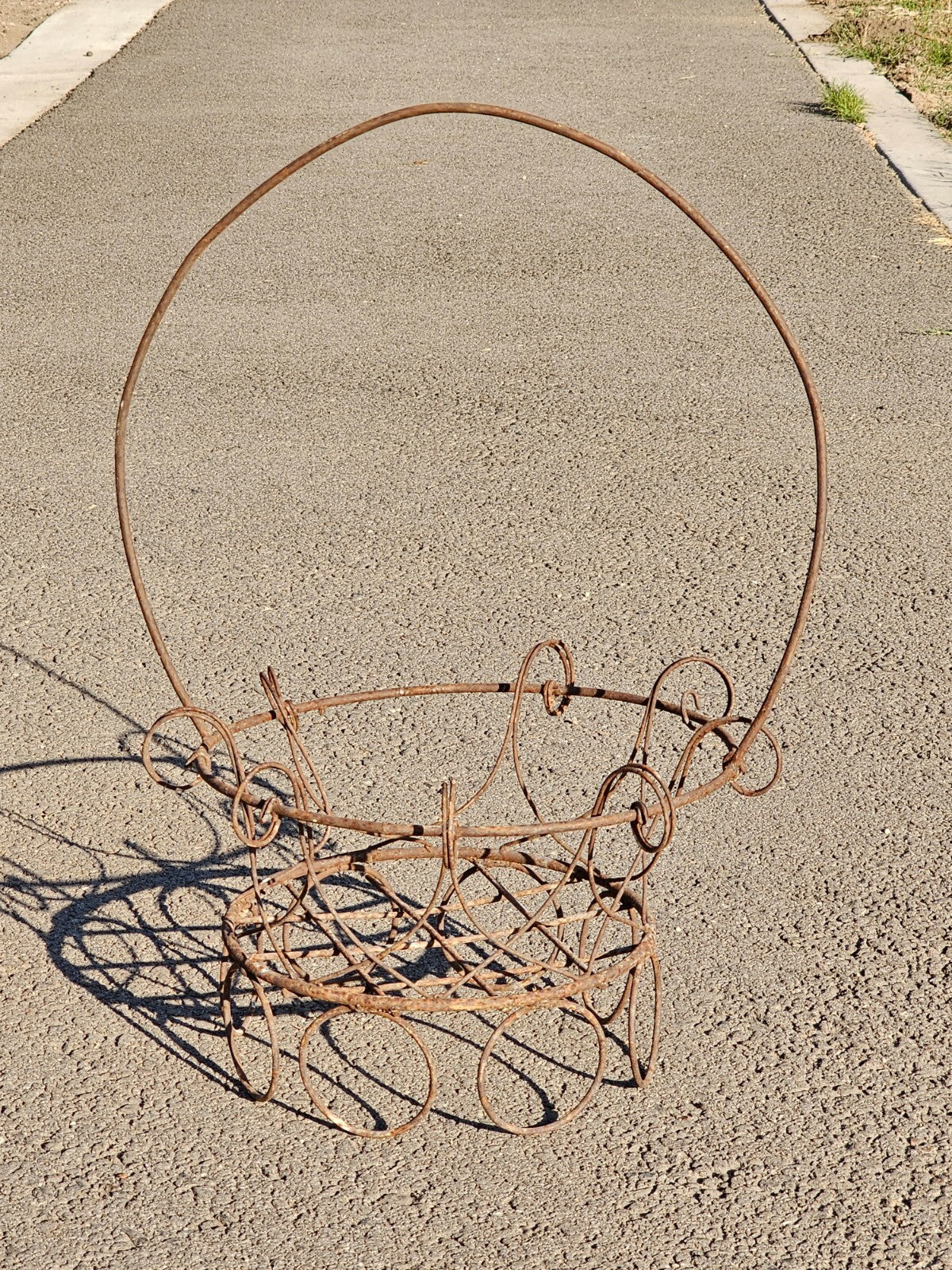 Vintage Wire Basket Planter Rusty Garden Decor 25"H