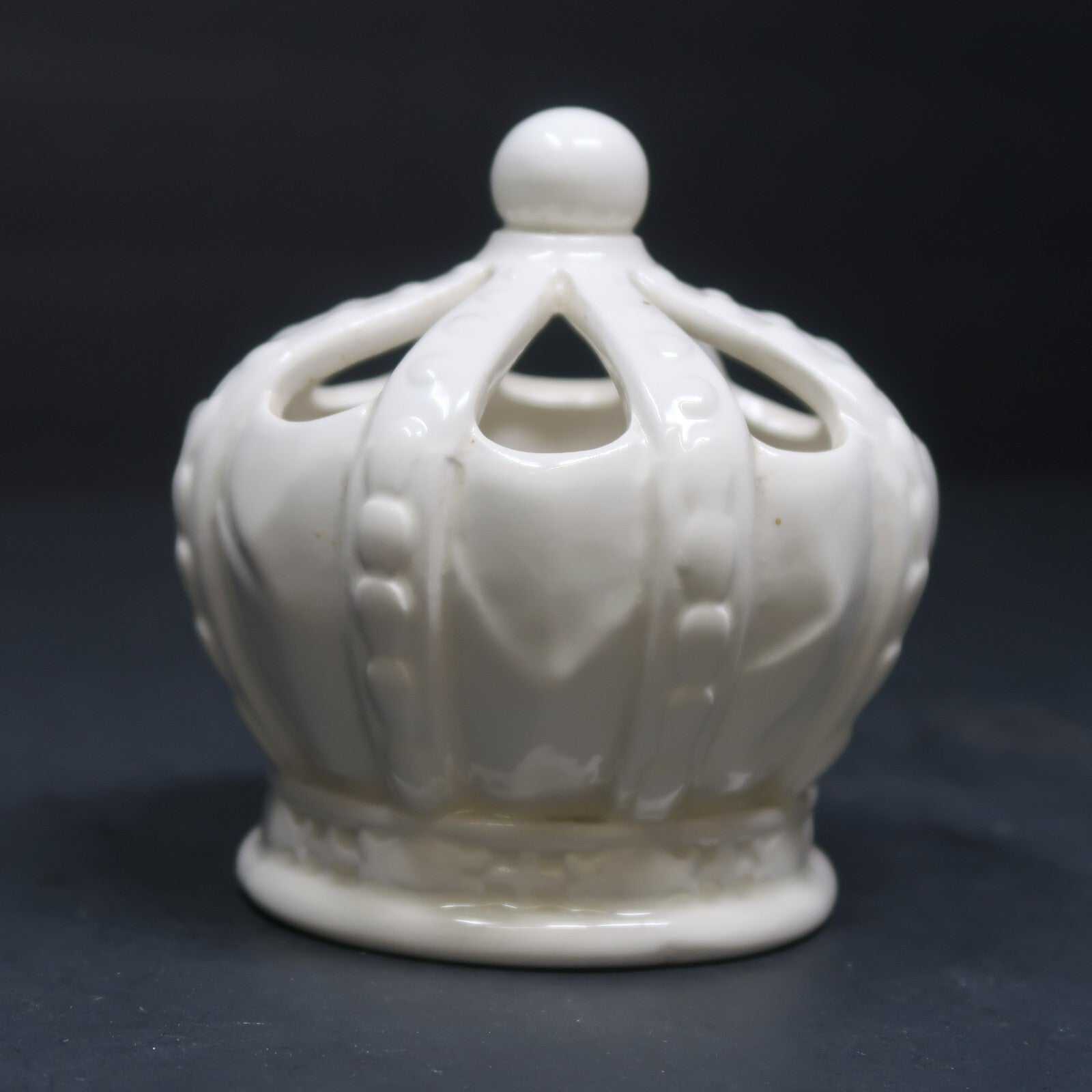 White Crown Tealight Holder Porcelain Candle Cover 4" x 4" x H 4.25"