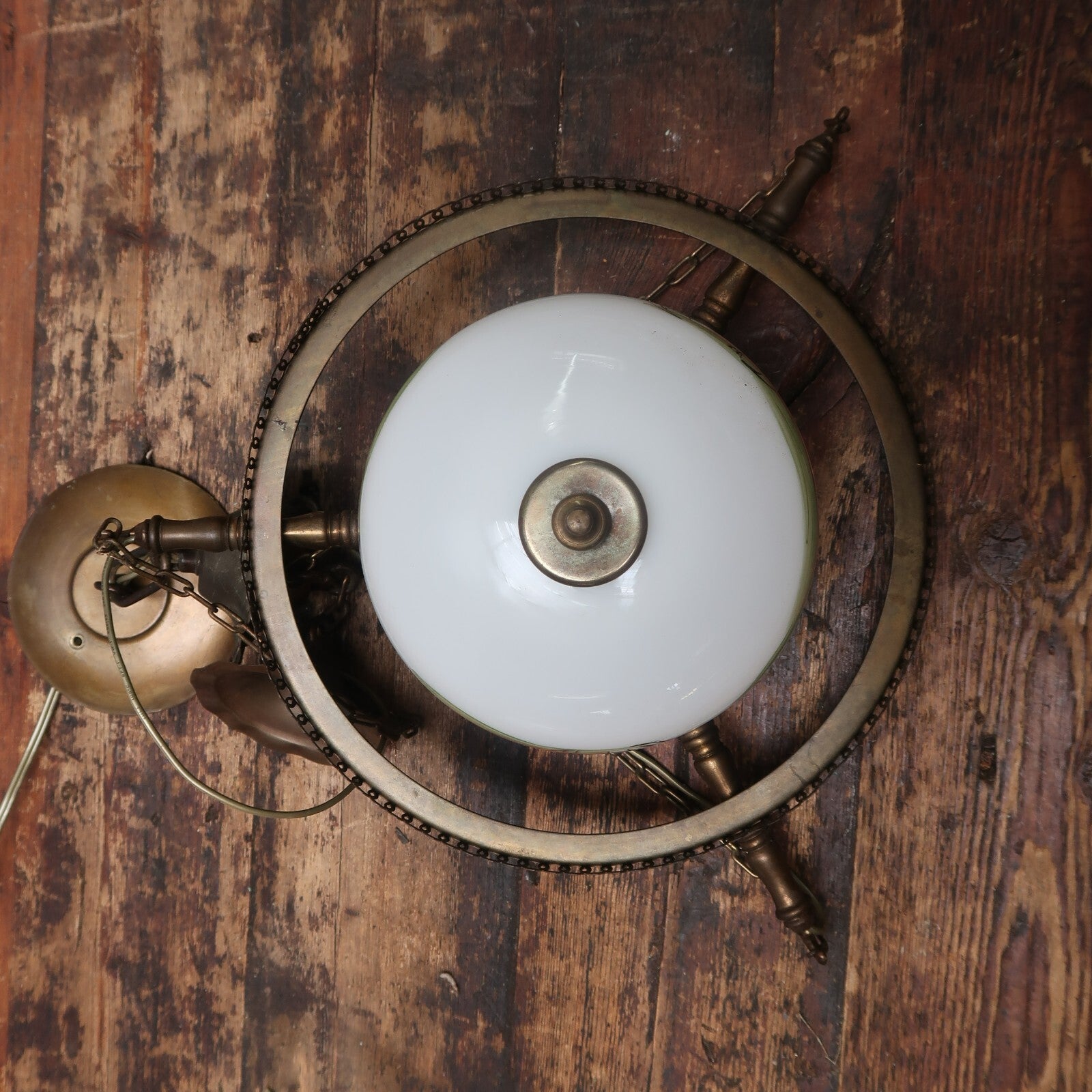 Vintage Hand Painted Shade Pendant Ceiling Fixture