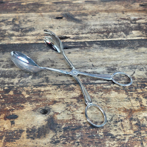 Vintage Italian Silver Plated Salad Serving Tongs 10" with Box Made in Italy