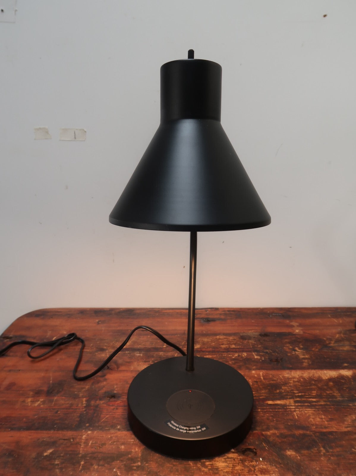 Black Task Lamp with Wireless and USB Charging Station