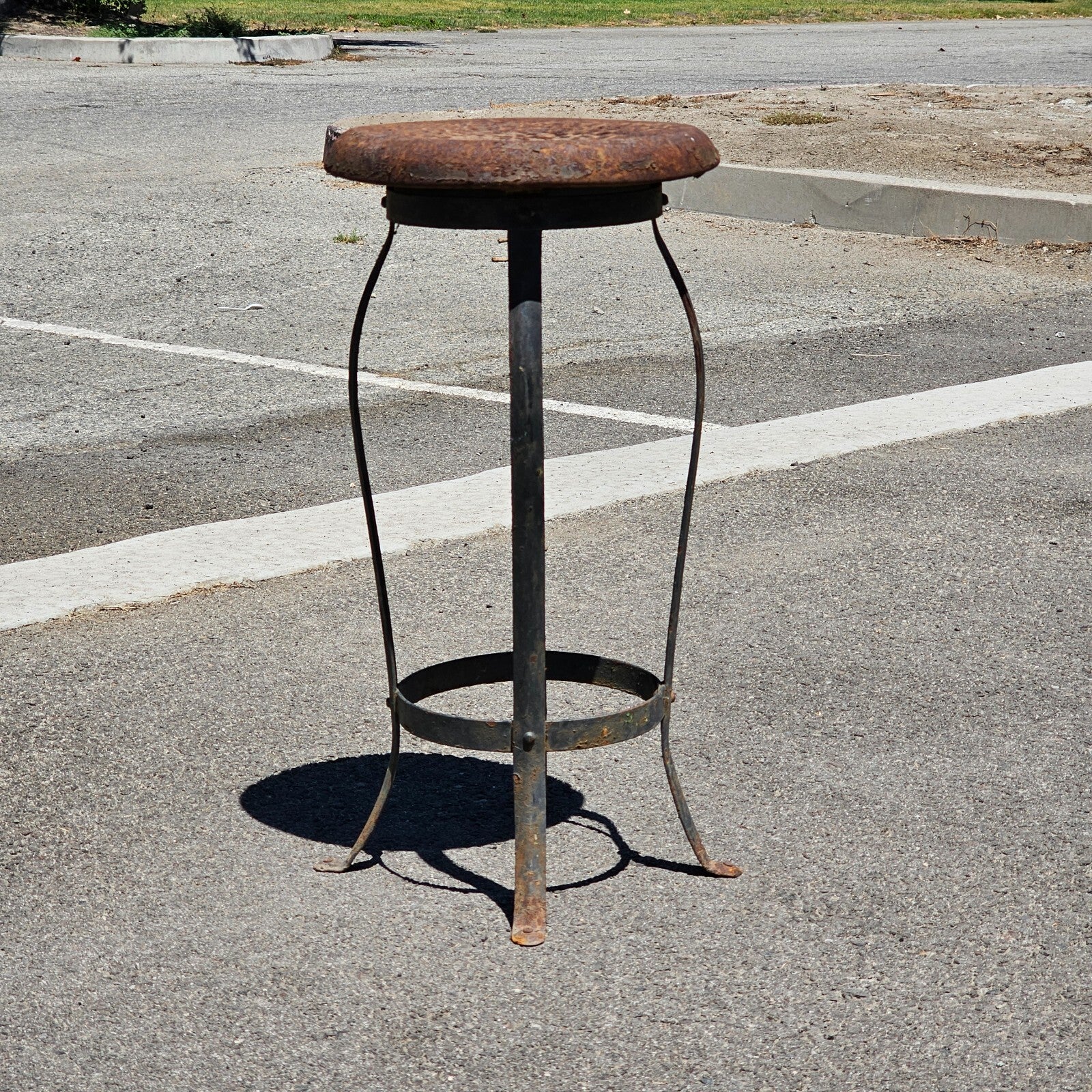 Rustic Metal Stool / Plant Stand 11.5" x 11.5" x 24" H