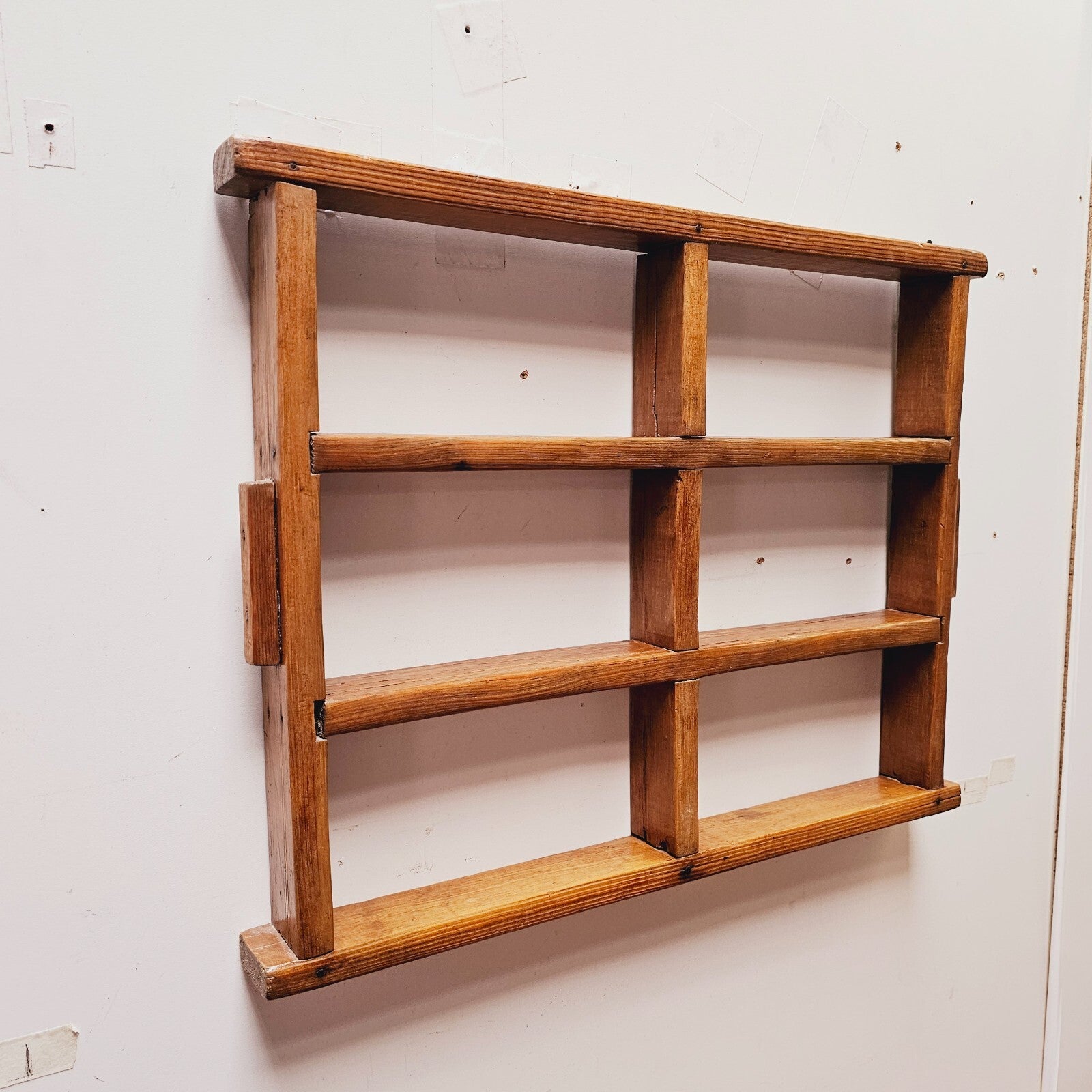 Antique Wood Brick Mold Shot Glass Wall Display Holder