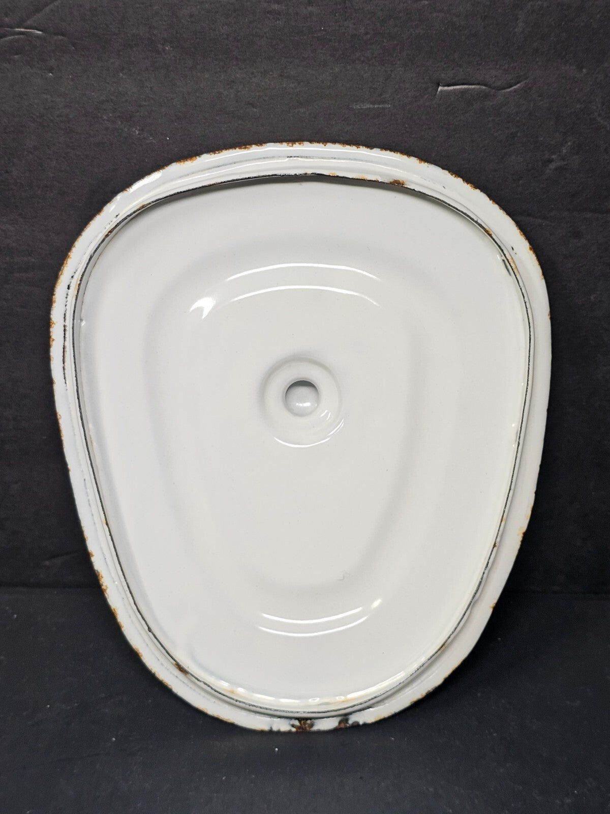 Vintage Hospital Enamelware Bed Pan With Lid & Handle